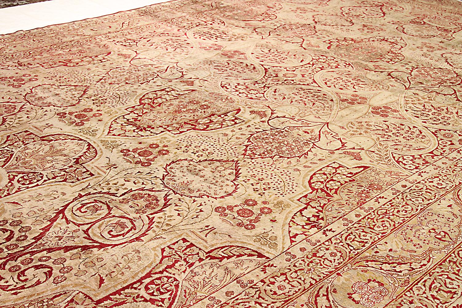 Other Rare 1920s Antique Persian Yazd Rug with Intricate Floral Details in Red For Sale