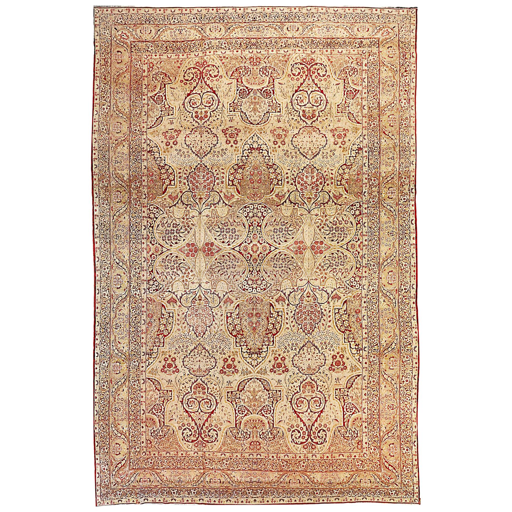 Rare 1920s Antique Persian Yazd Rug with Intricate Floral Details in Red For Sale