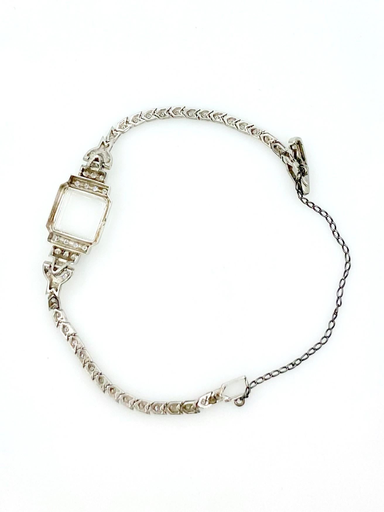 Ollendorff 56 Diamanten 2,0cttw Platin Art Deco Damenarmbanduhr Circa 1920er Jahre (Art déco) im Angebot