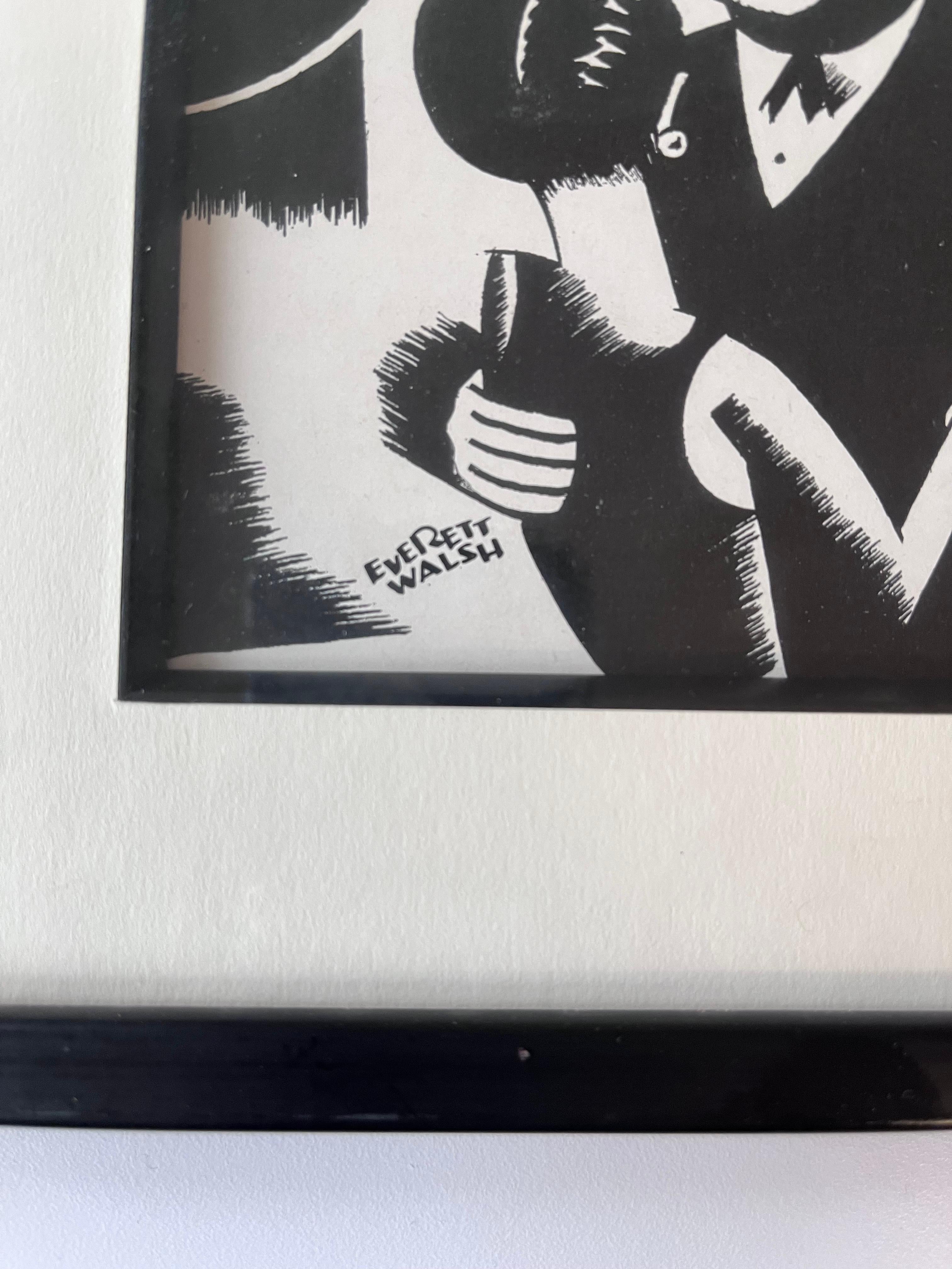 Rare estampe art déco des années 1920 représentant un club de jazz afro-américain par Everett Walshe en vente 3