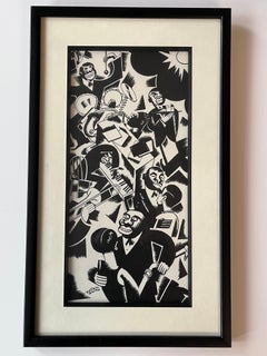 Rare 1920's Art Deco Print of African American Jazz Age Club by Everett Walsh