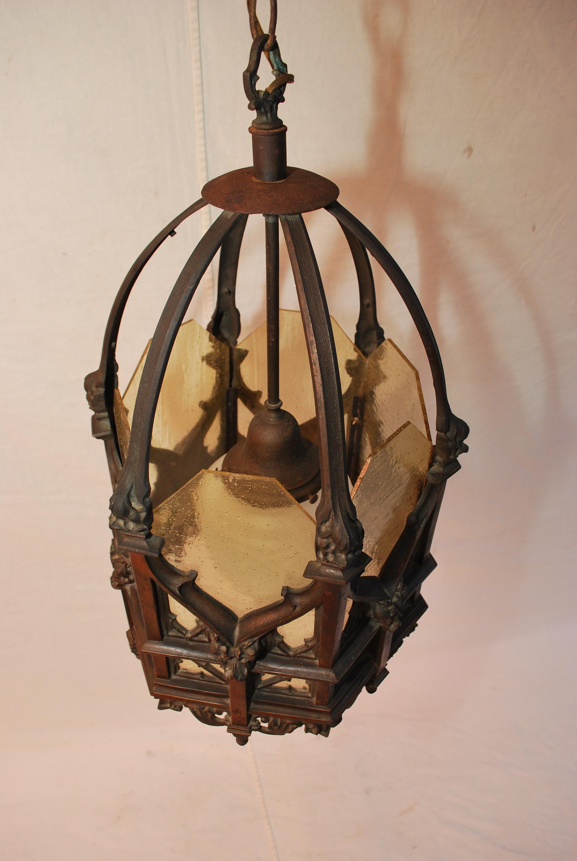 Gothic Rare 1920's Bronze lantern For Sale