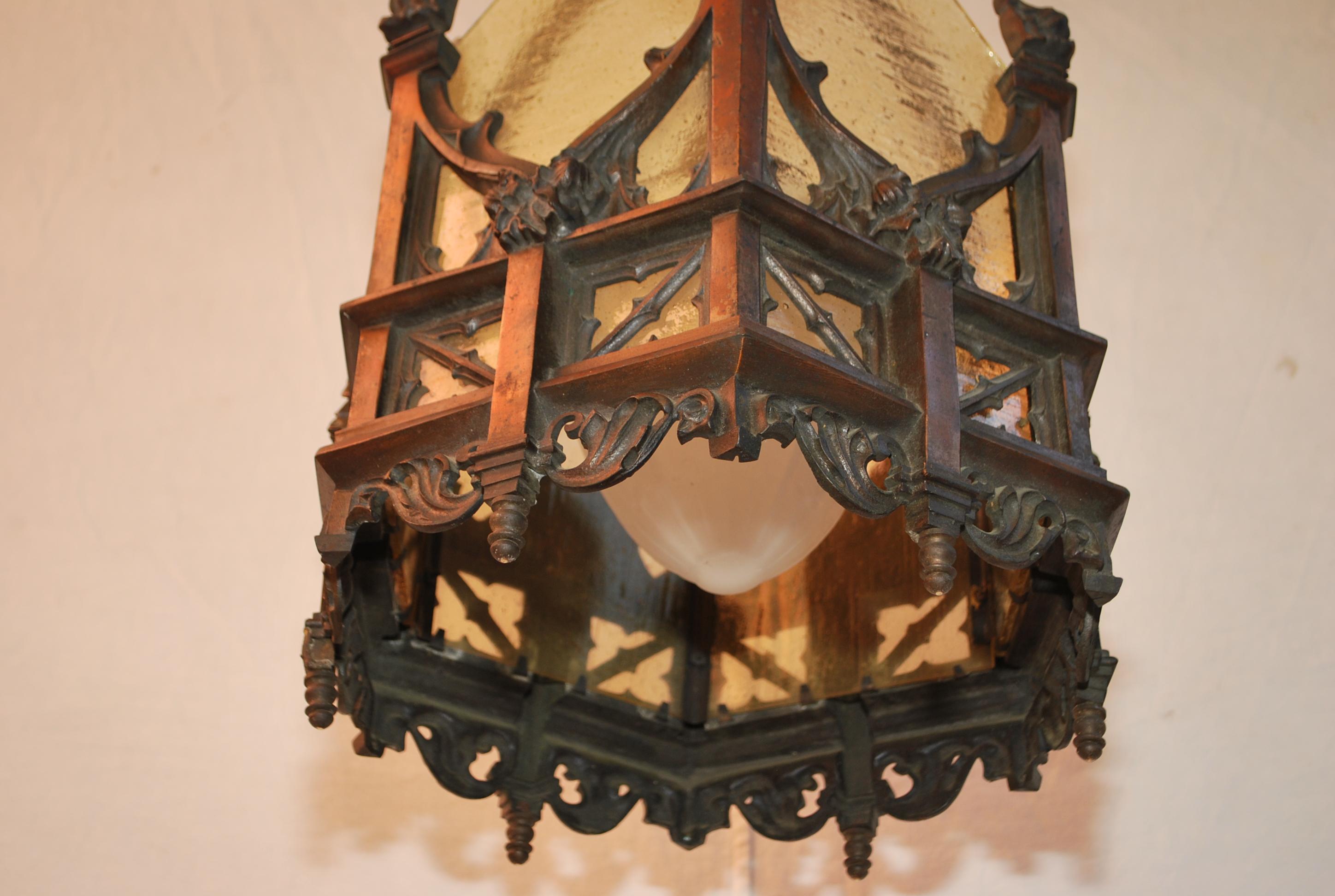 Rare 1920's Bronze lantern In Good Condition For Sale In Los Angeles, CA