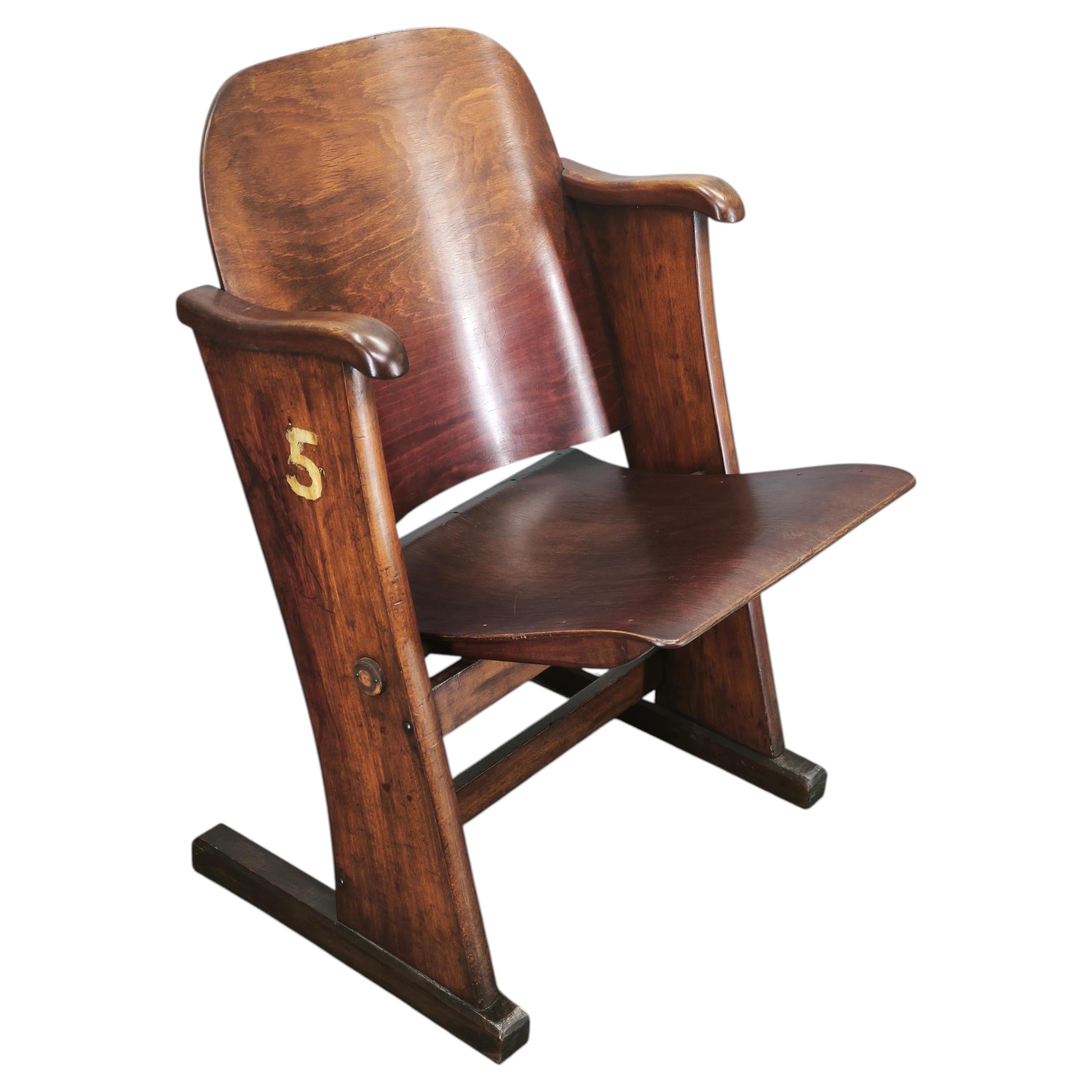 Rare fauteuil de cinéma tchèque Art déco des années 1920 dans le style Thonet