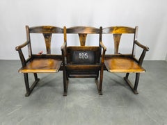 Rare 1920s Czechoslovak Beech Wood Cinema Bench Seating