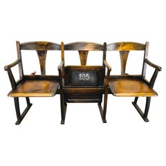 Rare 1920s Czechoslovak Beech Wood Cinema Bench Seating