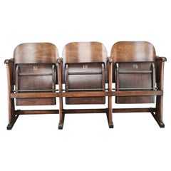 Seltene tschechoslowakische Dreisitz-Kinobank aus den 1920er Jahren, Thonet-Stil