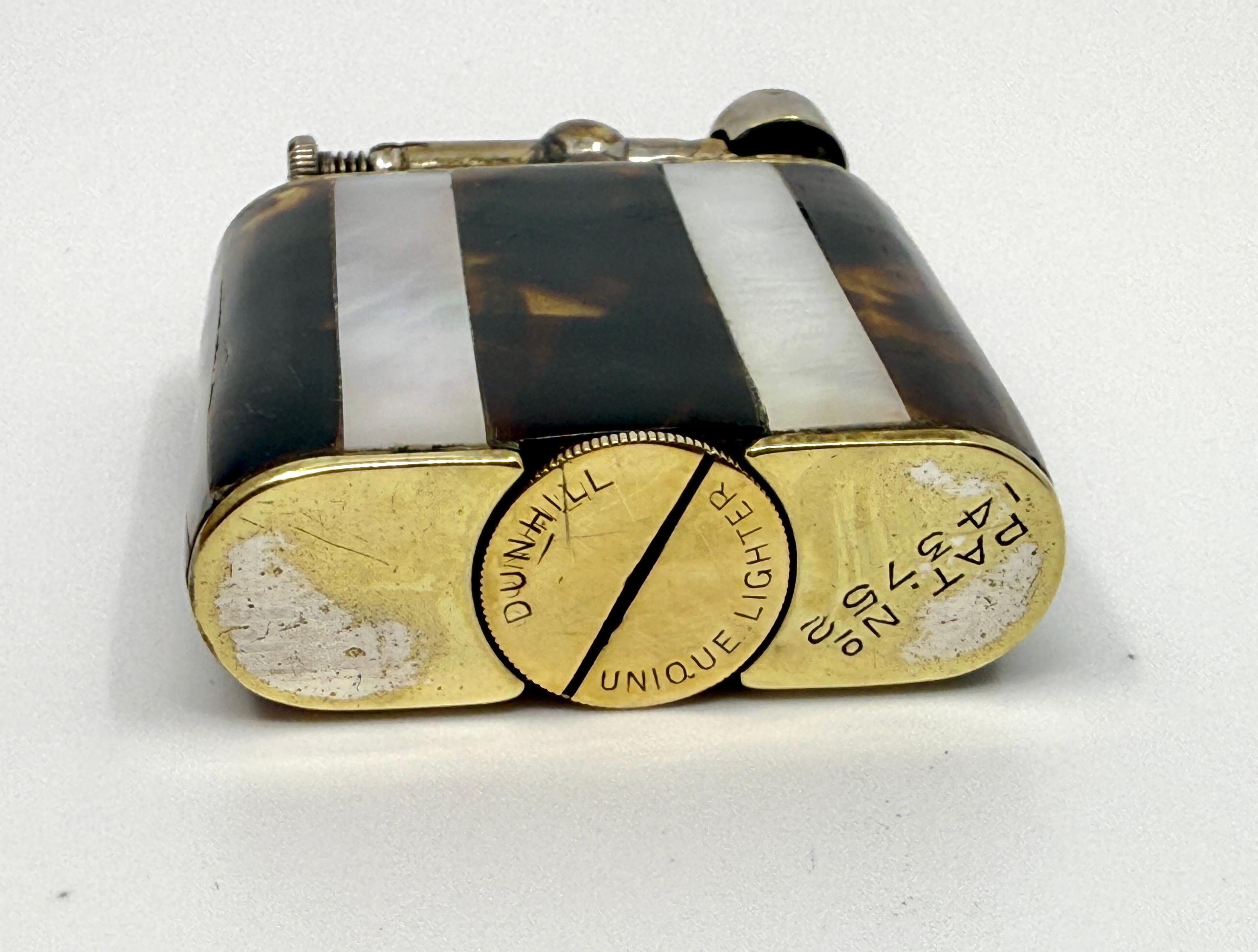 Early 20th Century Rare 1920’s Dunhill Unique Lighter Mother of Pearl and Horn Lift Arm Working For Sale