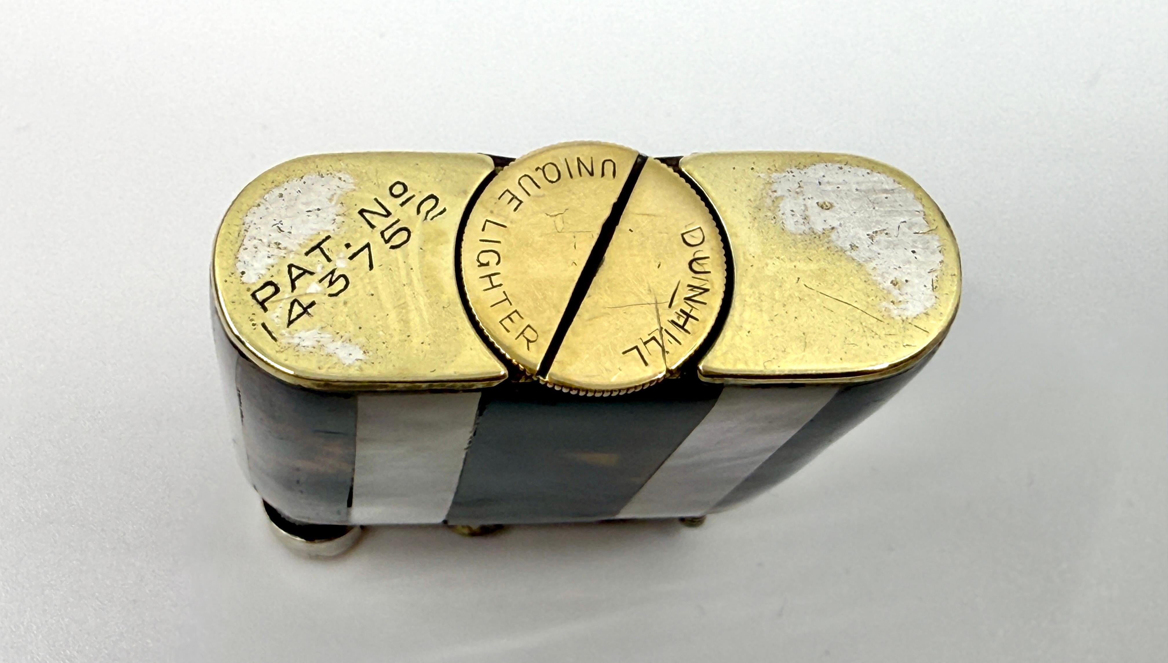 Rare 1920’s Dunhill Unique Lighter Mother of Pearl and Horn Lift Arm Working For Sale 1