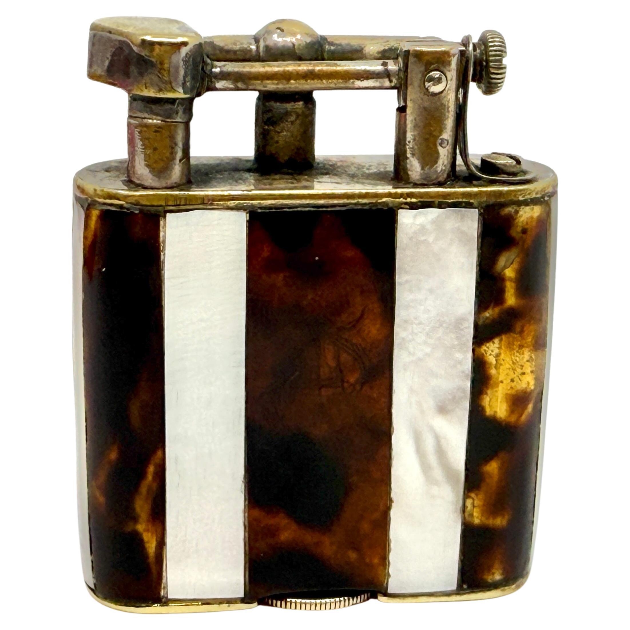 Rare 1920’s Dunhill Unique Lighter Mother of Pearl and Horn Lift Arm Working