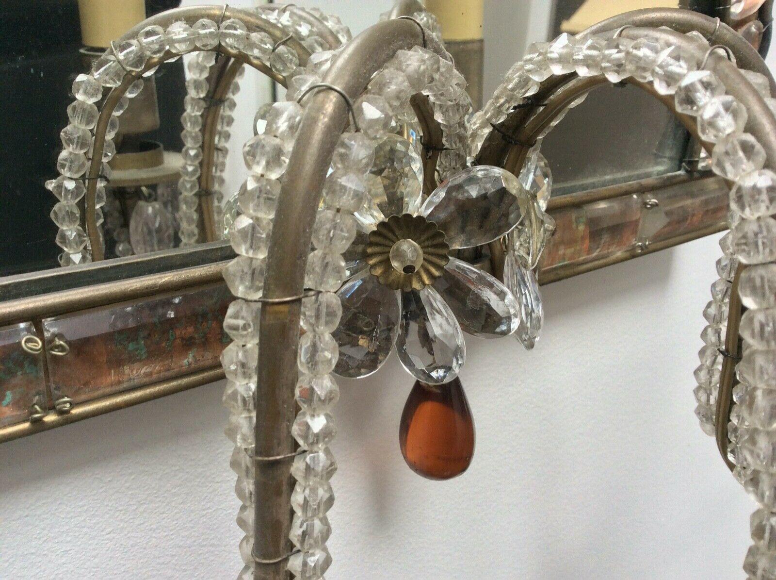 Rare 1920s French Art Deco Crystal Maison Bagues Wall Mirror Sconce / Wall Lamp For Sale 5
