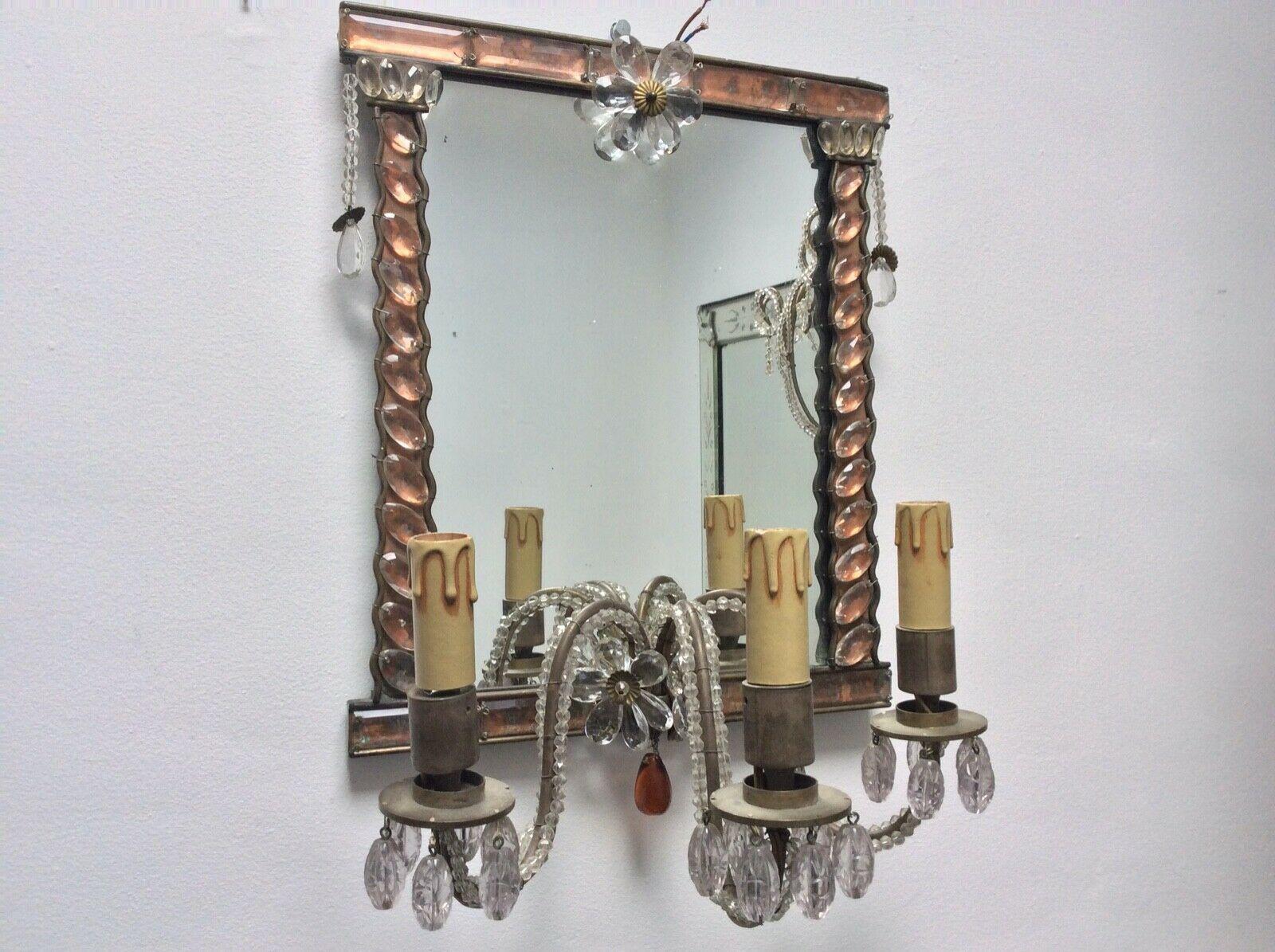 Rare 1920s French Art Deco Crystal Maison Bagues Wall Mirror Sconce / Wall Lamp For Sale 3