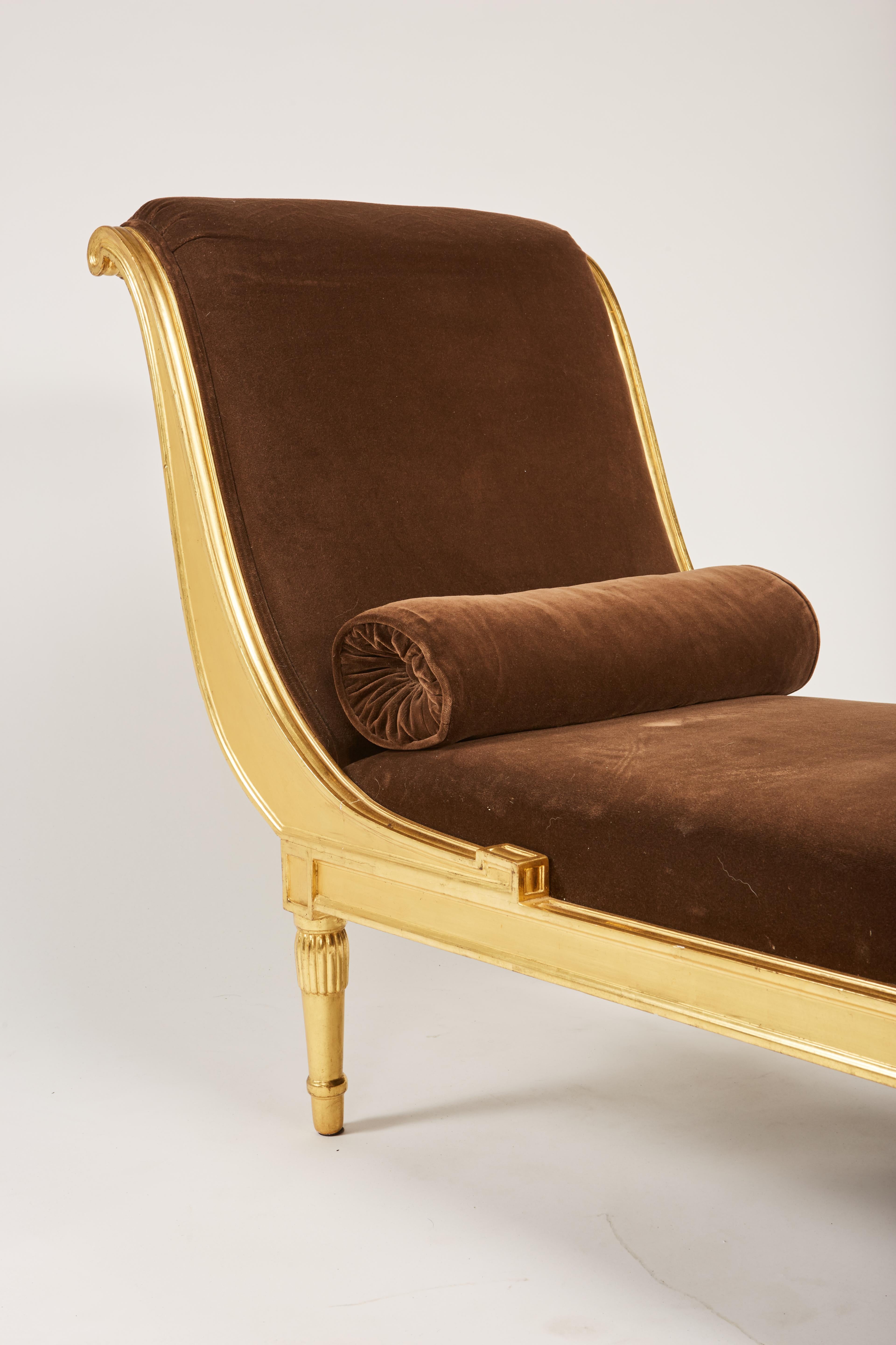 Early 20th Century Rare 1920s French Deco Giltwood Chaise by L'Atelier d'Art du Printemps For Sale