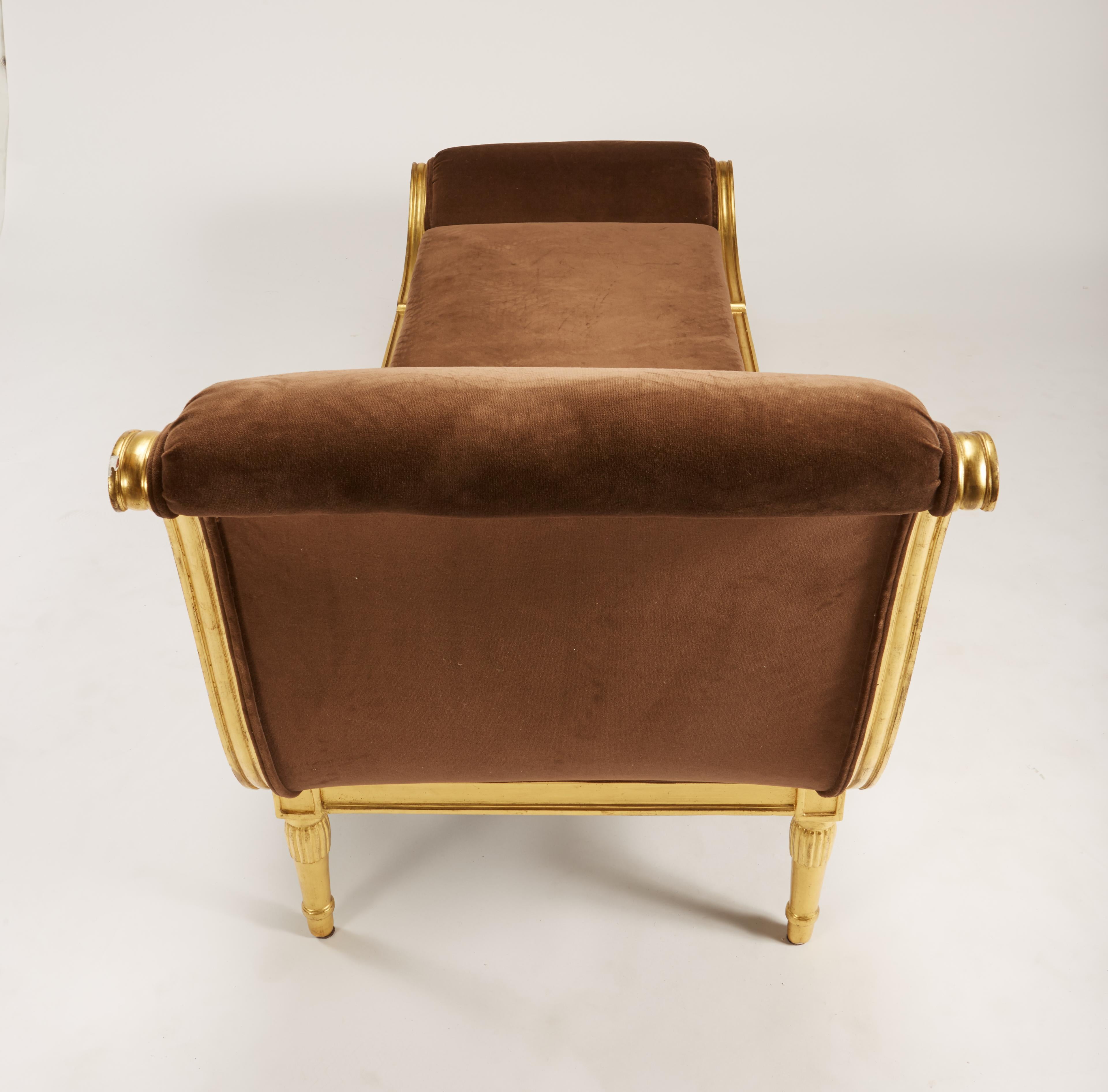 Rare 1920s French Deco Giltwood Chaise by L'Atelier d'Art du Printemps For Sale 2