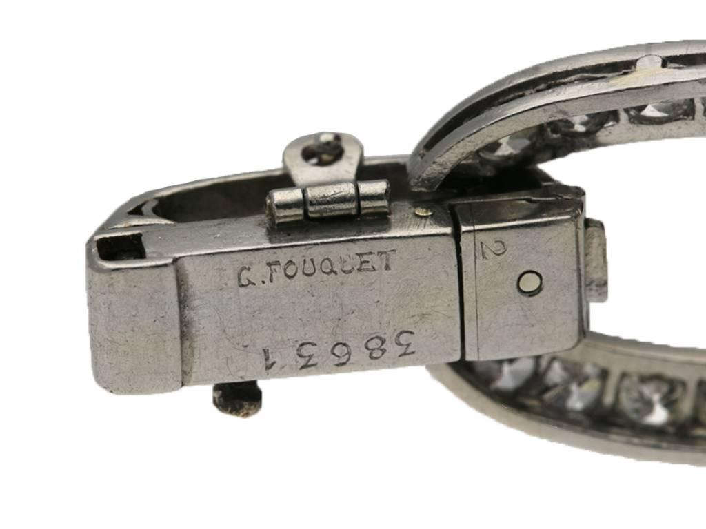 Old European Cut Rare 1920s Georges Fouquet Diamond Oval Link Bracelet  For Sale