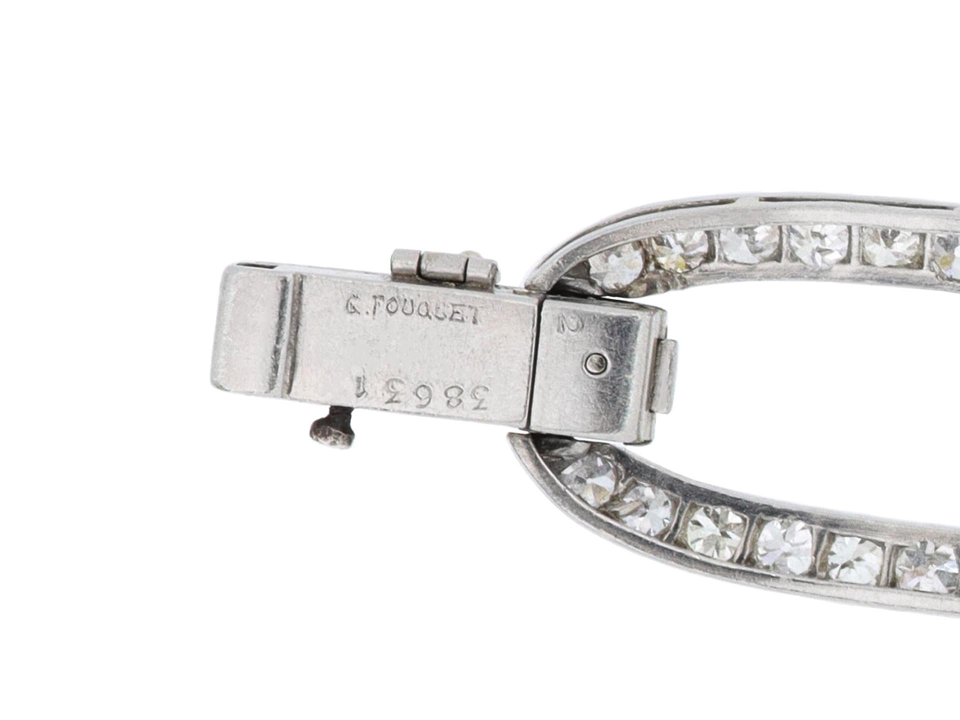 Art Deco Rare 1920s Georges Fouquet Diamond Oval Link Bracelet For Sale