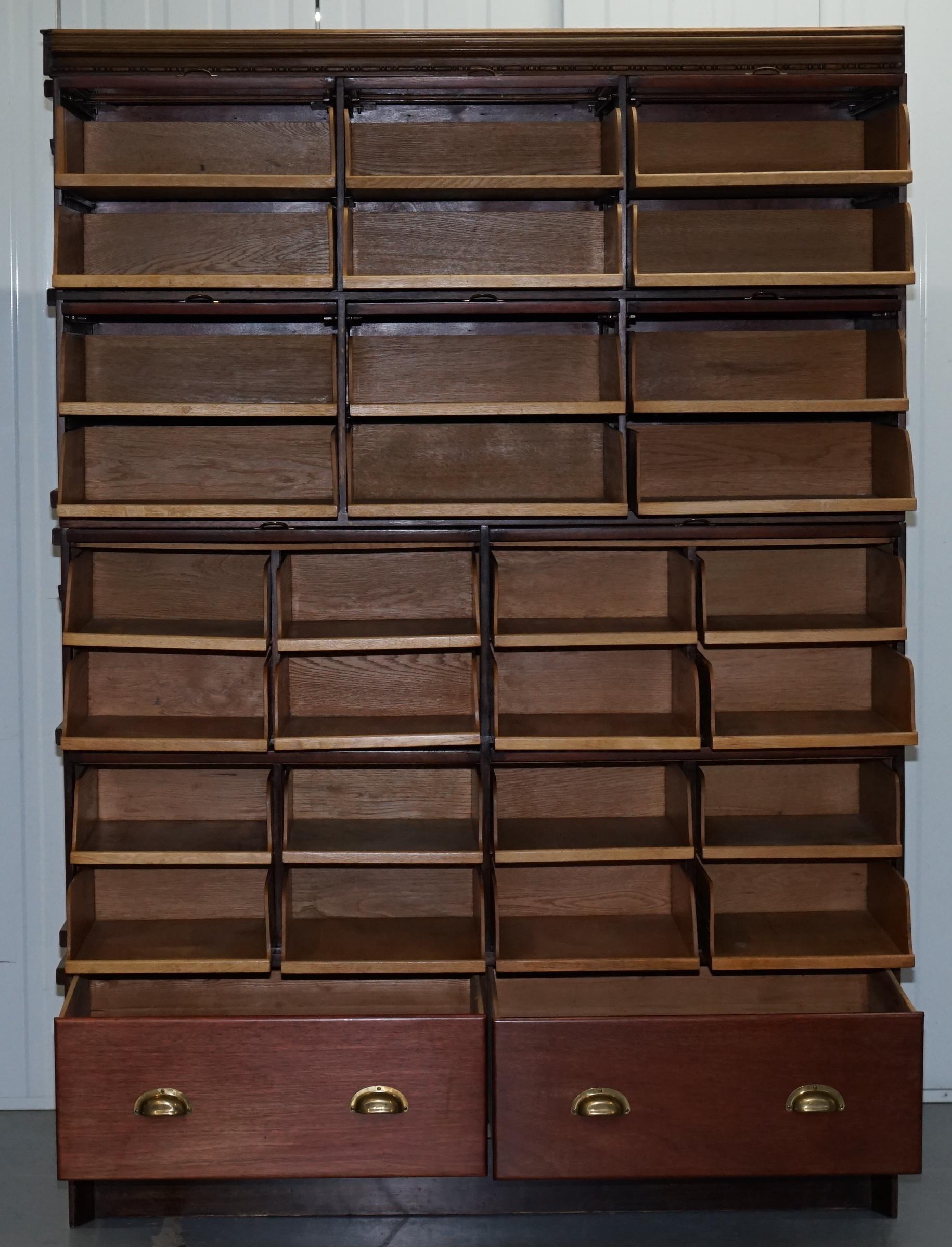 Rare 1920s Haberdashery Stacking Cabinet 10 Retracting Doors 28 Sliding Shelves 2