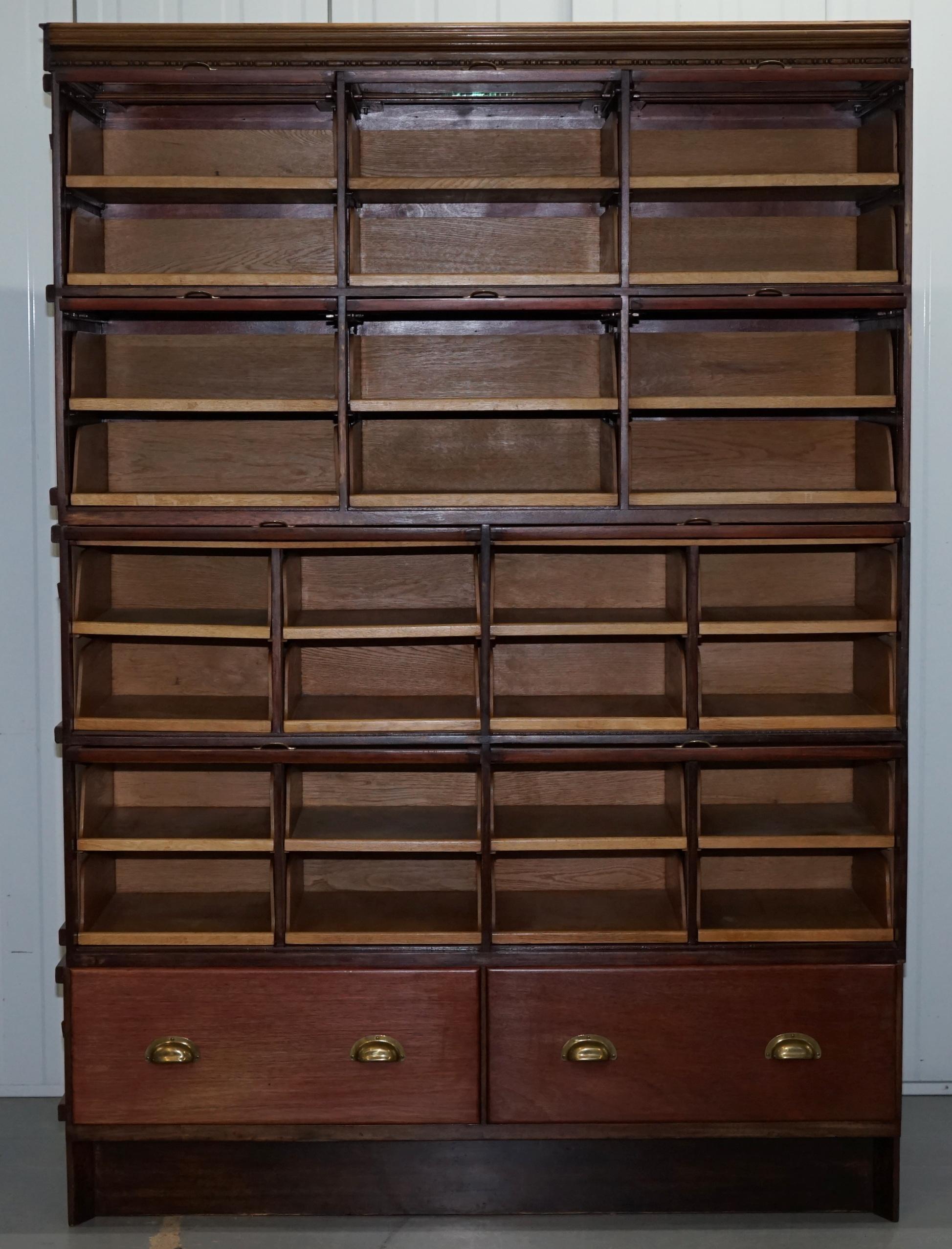 Rare 1920s Haberdashery Stacking Cabinet 10 Retracting Doors 28 Sliding Shelves 7