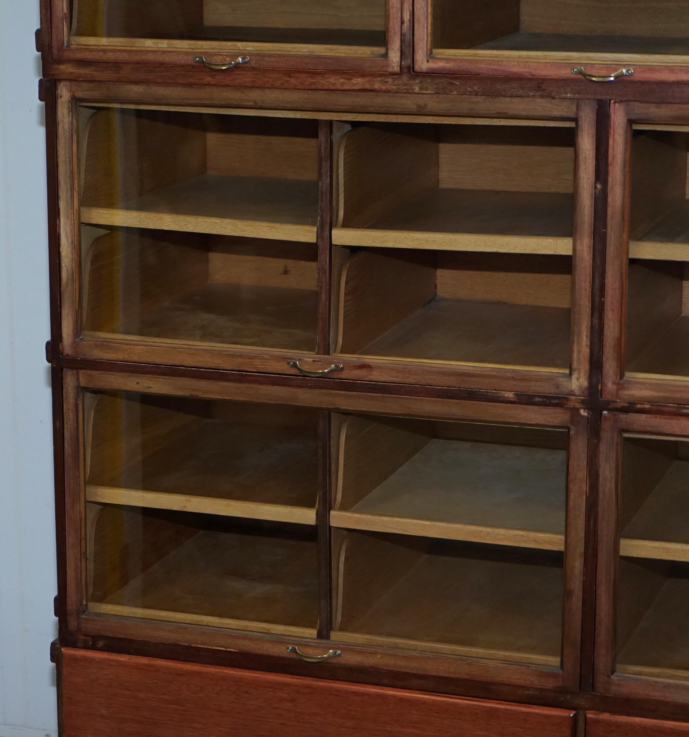 English Rare 1920s Haberdashery Stacking Cabinet 10 Retracting Doors 28 Sliding Shelves