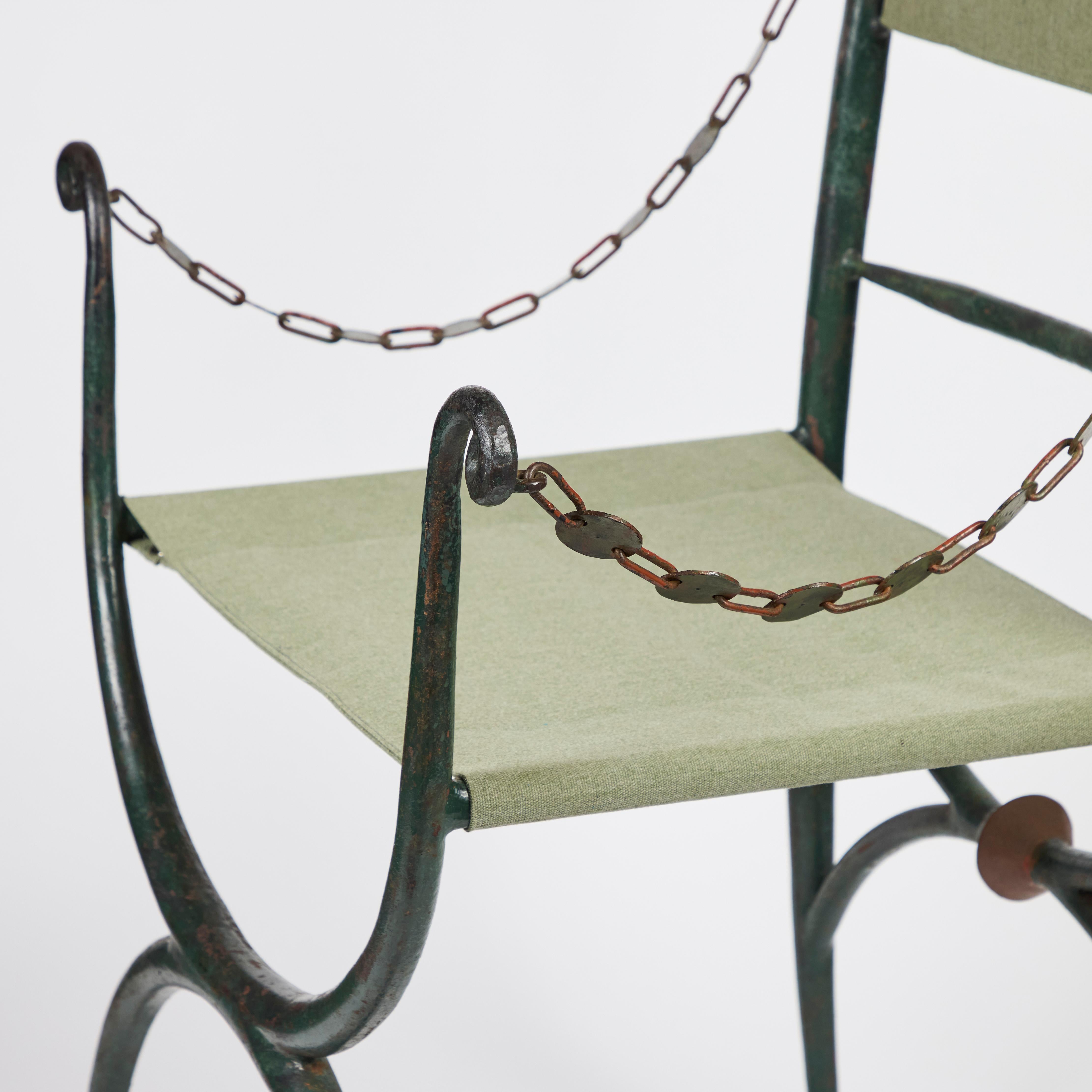 Pair of Rare 1920's Italian, Painted, Cast-Iron Chairs For Sale 7