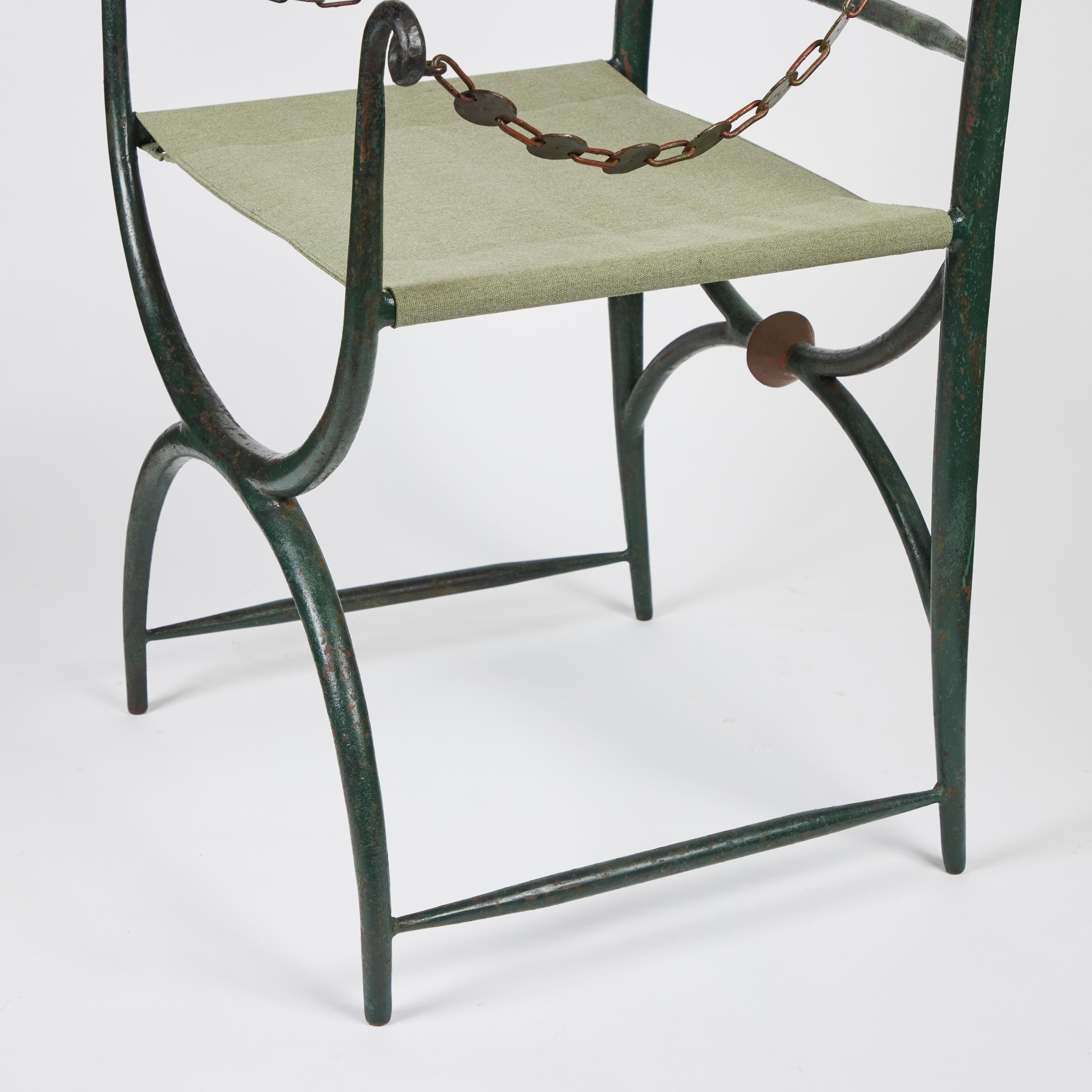 Pair of Rare 1920's Italian, Painted, Cast-Iron Chairs For Sale 8