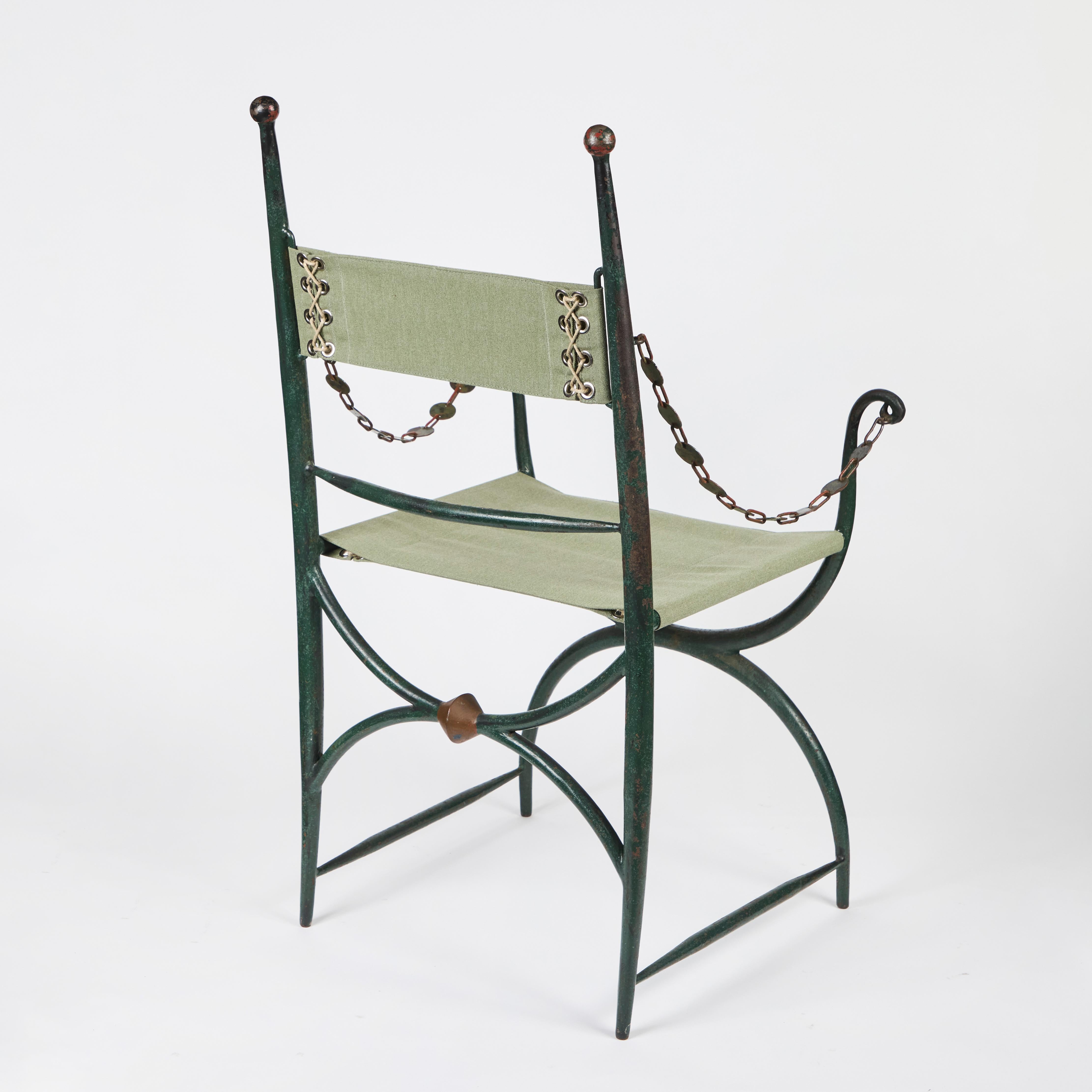 Pair of Rare 1920's Italian, Painted, Cast-Iron Chairs For Sale 1