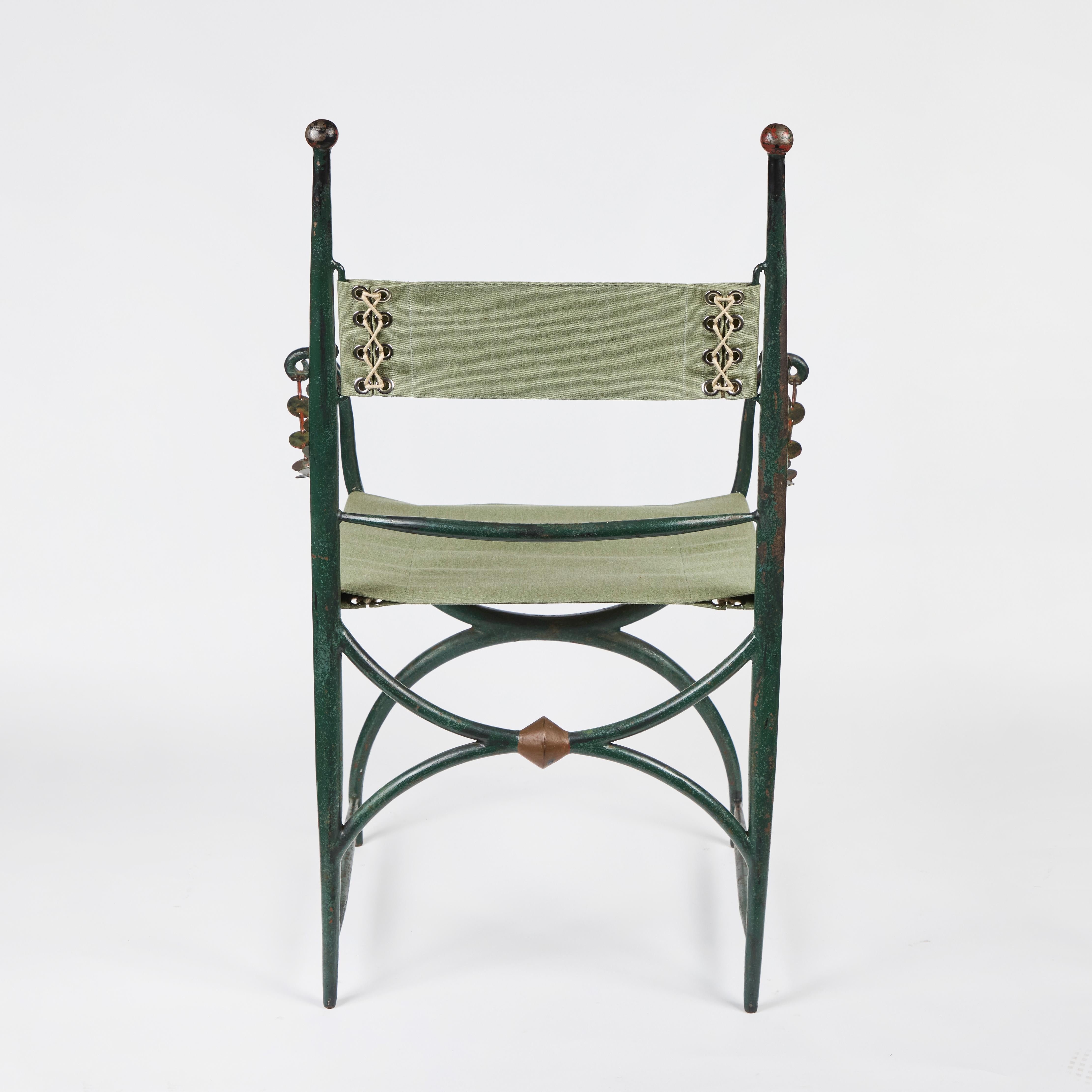 Pair of Rare 1920's Italian, Painted, Cast-Iron Chairs For Sale 2