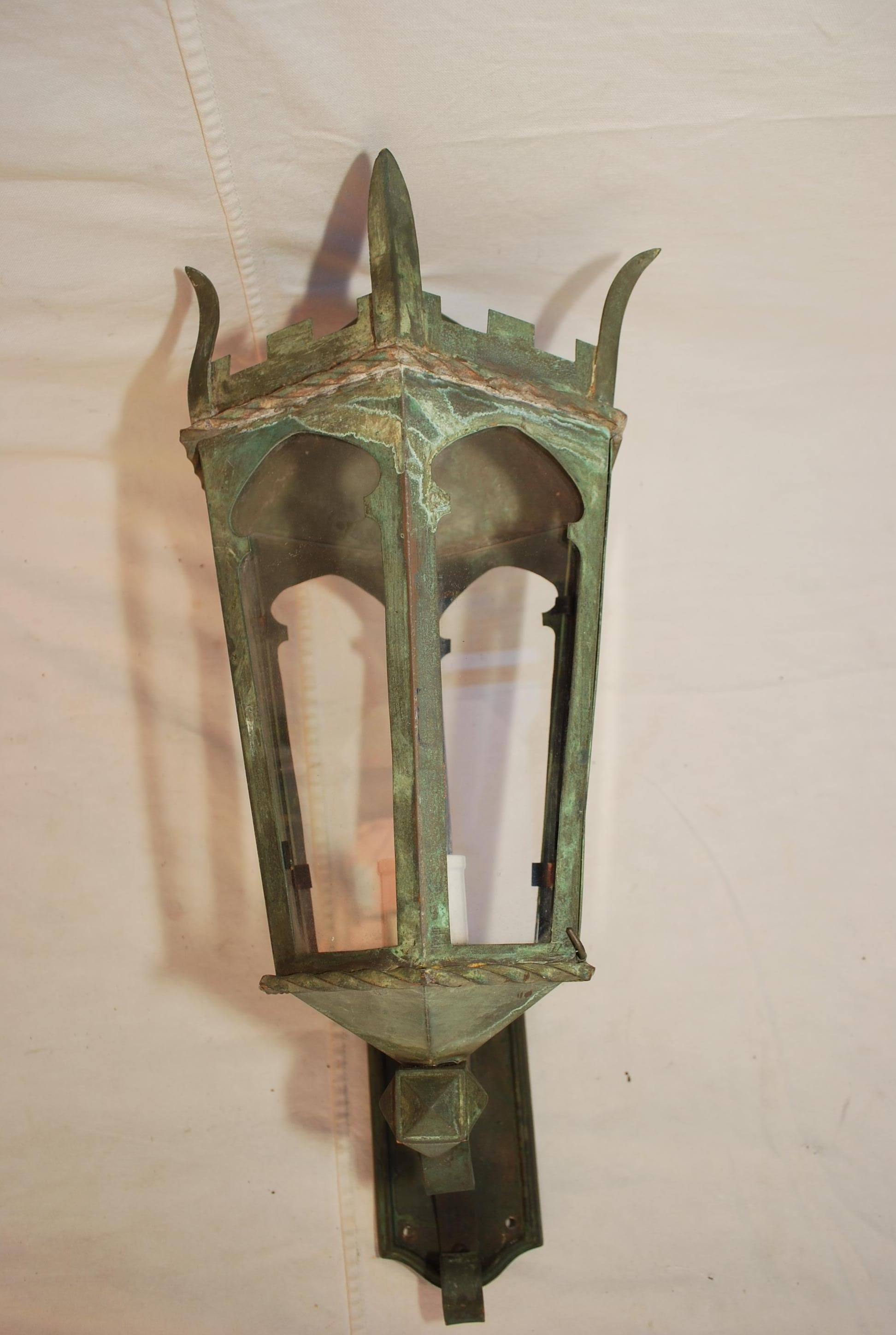 Bronze Rare 1920's large bronze outdoor sconce For Sale