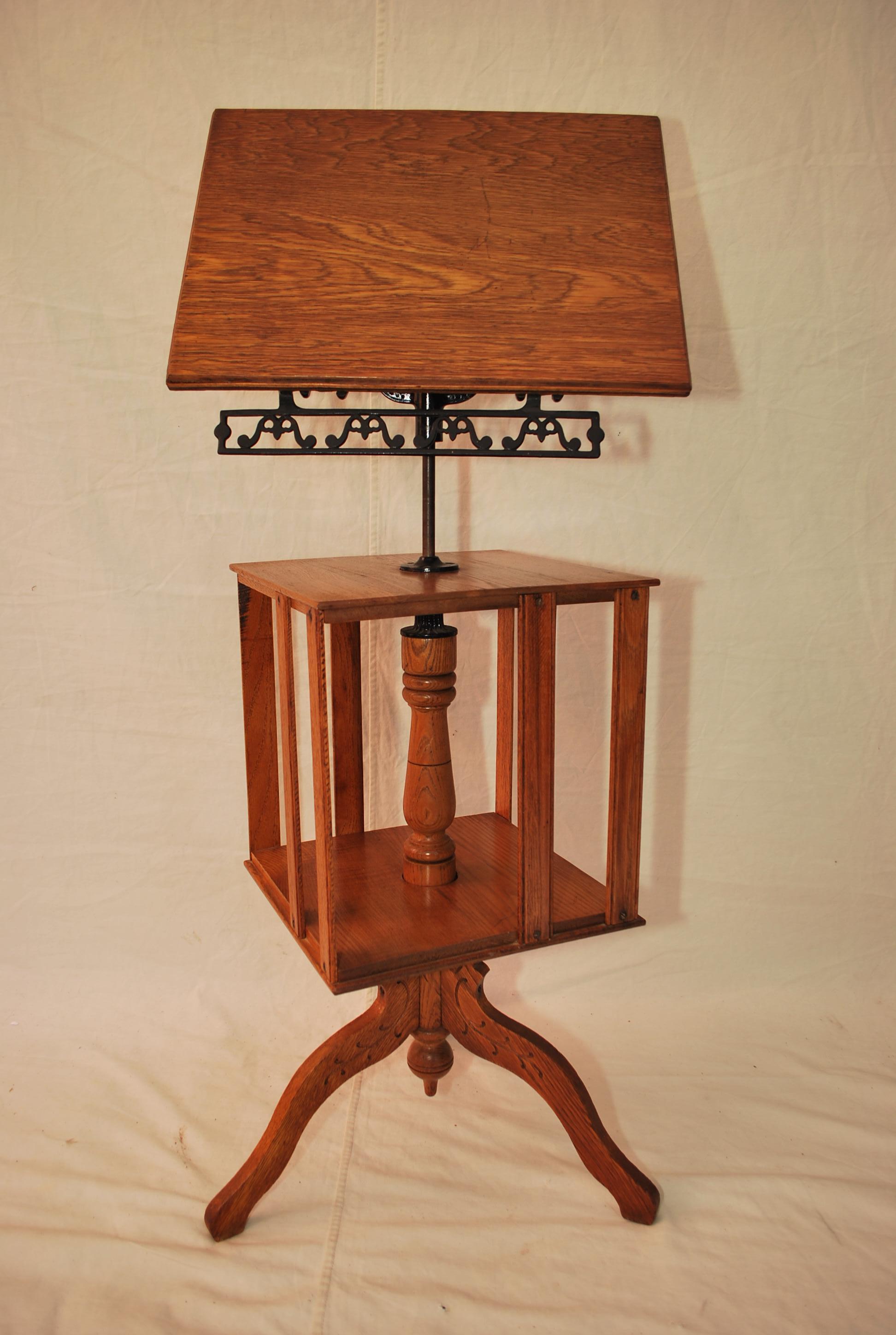 North American Rare 1920's music/book/lectern stand with storage For Sale