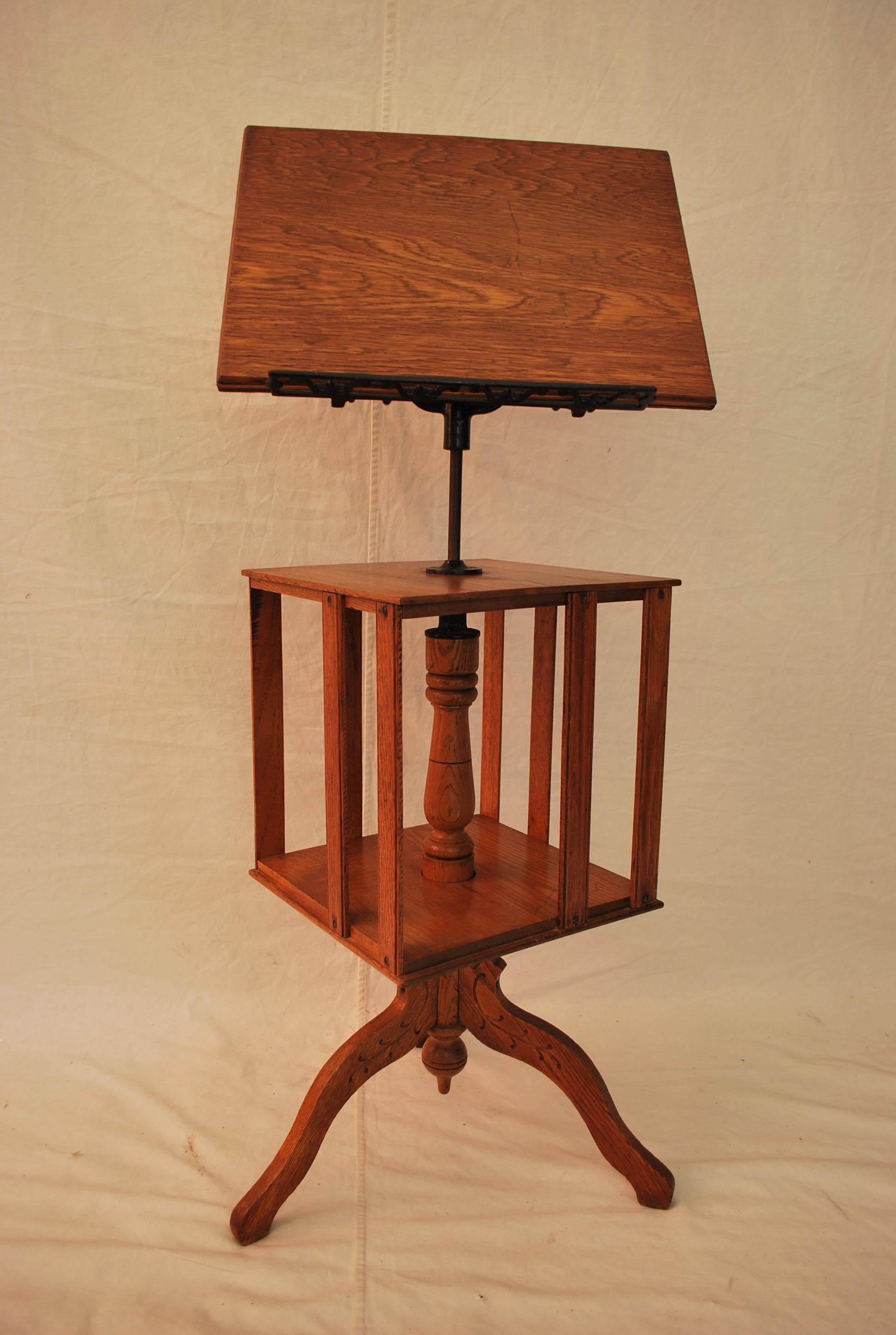 Early 20th Century Rare 1920's music/book/lectern stand with storage For Sale