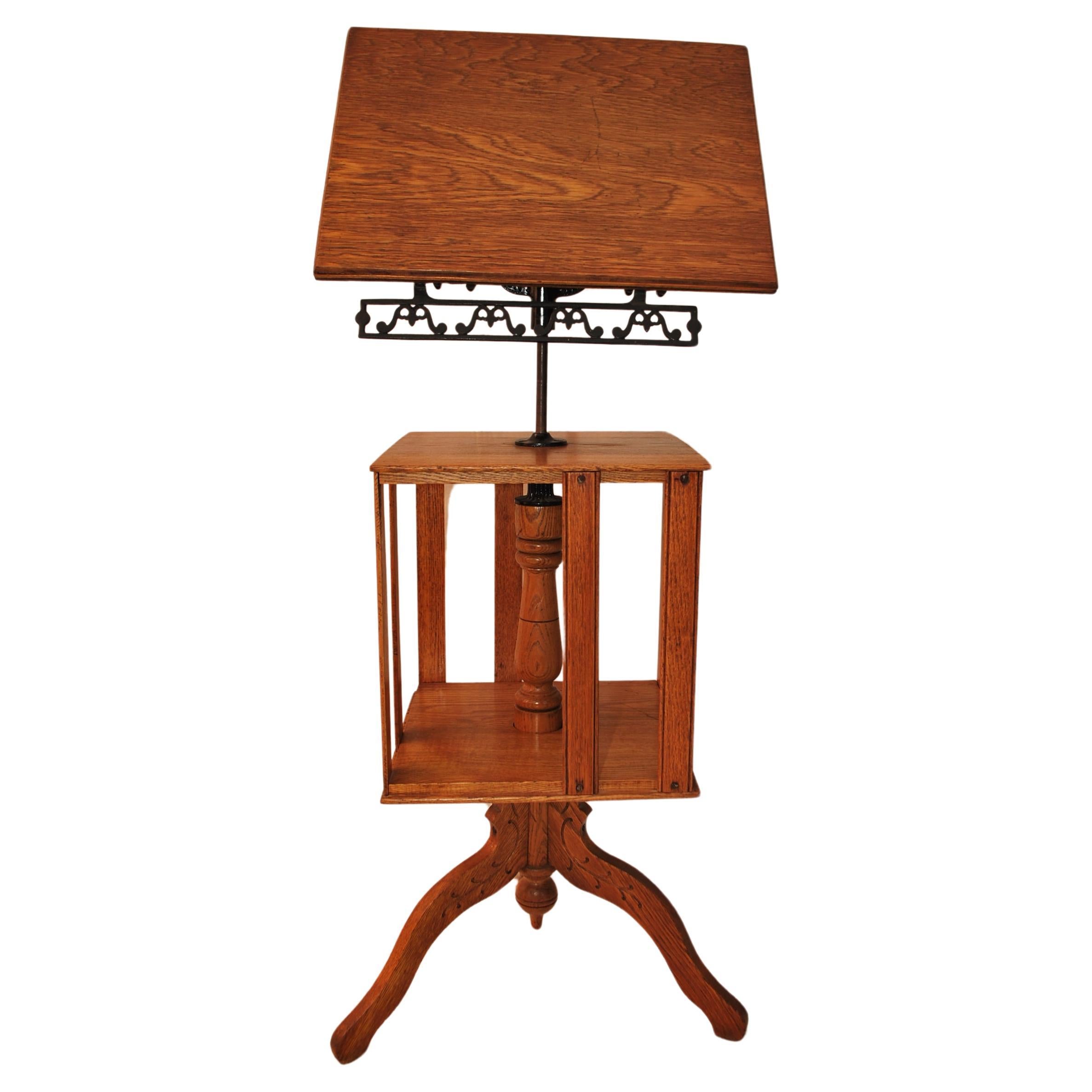 Rare 1920's music/book/lectern stand with storage For Sale