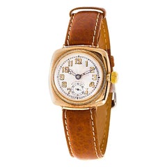 Rare 1920s Rolex Oyster Officers 9 Karat Rose Gold Wristwatch