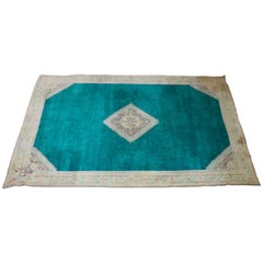 Antique Rare 1920s Unique Agra Rug with Cotton Pile and Weft with Soft Vegetable Dyes