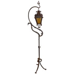 Rare 1920s Wrought Iron Outdoor Floor Lamp