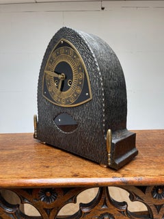 Rare 1920s Wrought Iron Table or Desk Clock, Stamped Kriegsmaterial on the Back