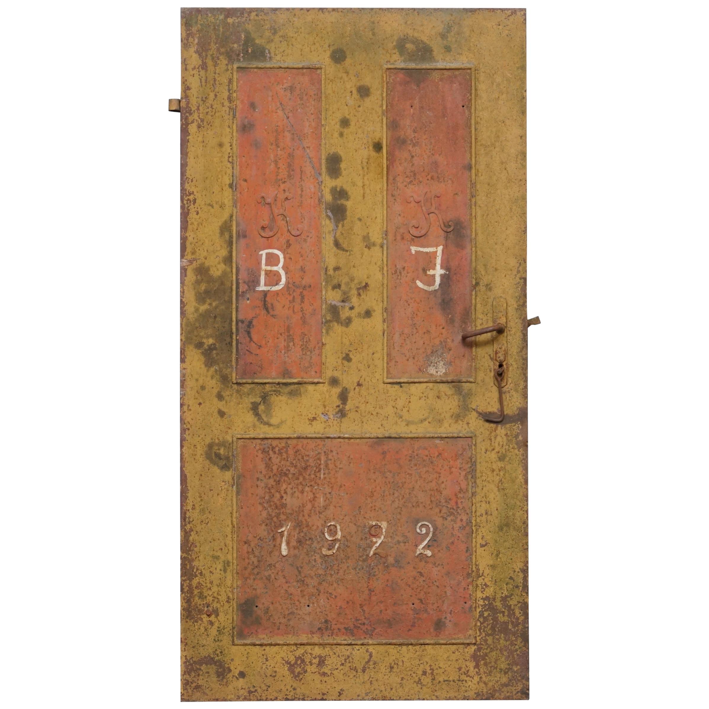 Rare 1922 Hand Painted Hungarian Hand Painted Security Anti Looting Door Hungry For Sale