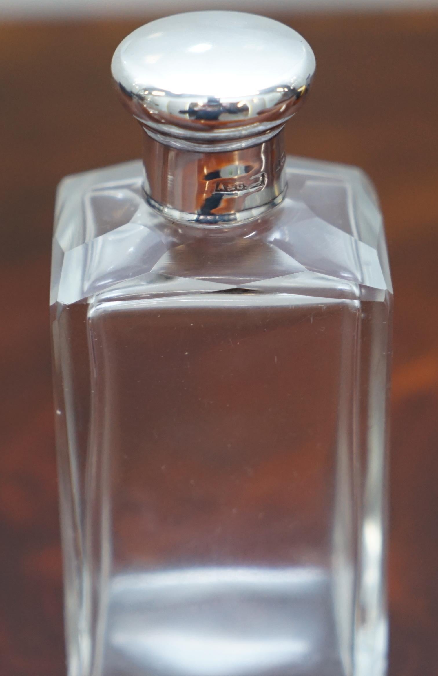 Rare 1929 Asprey London Sterling Silver Cologne Bottles in Leather Travel Case 2
