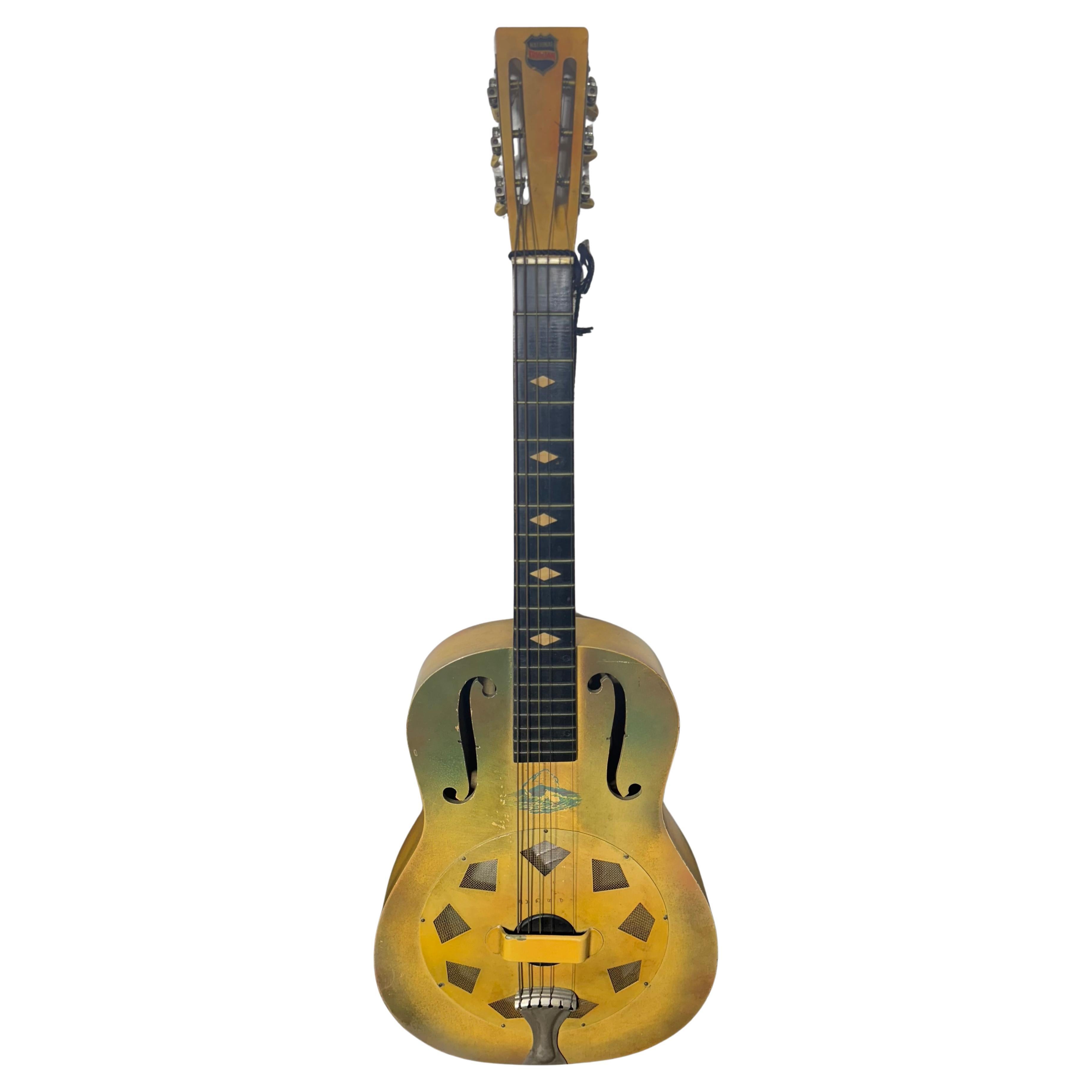 Seltener 1929 NATIONAL TRIOLIAN (Holzkörper) Acoustic Resonator Gitarre (HULA SCENE)