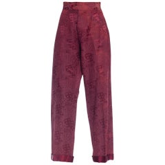 Rare 1930 - 1940s Playing Cards Silk Jacquard Pajama Pants