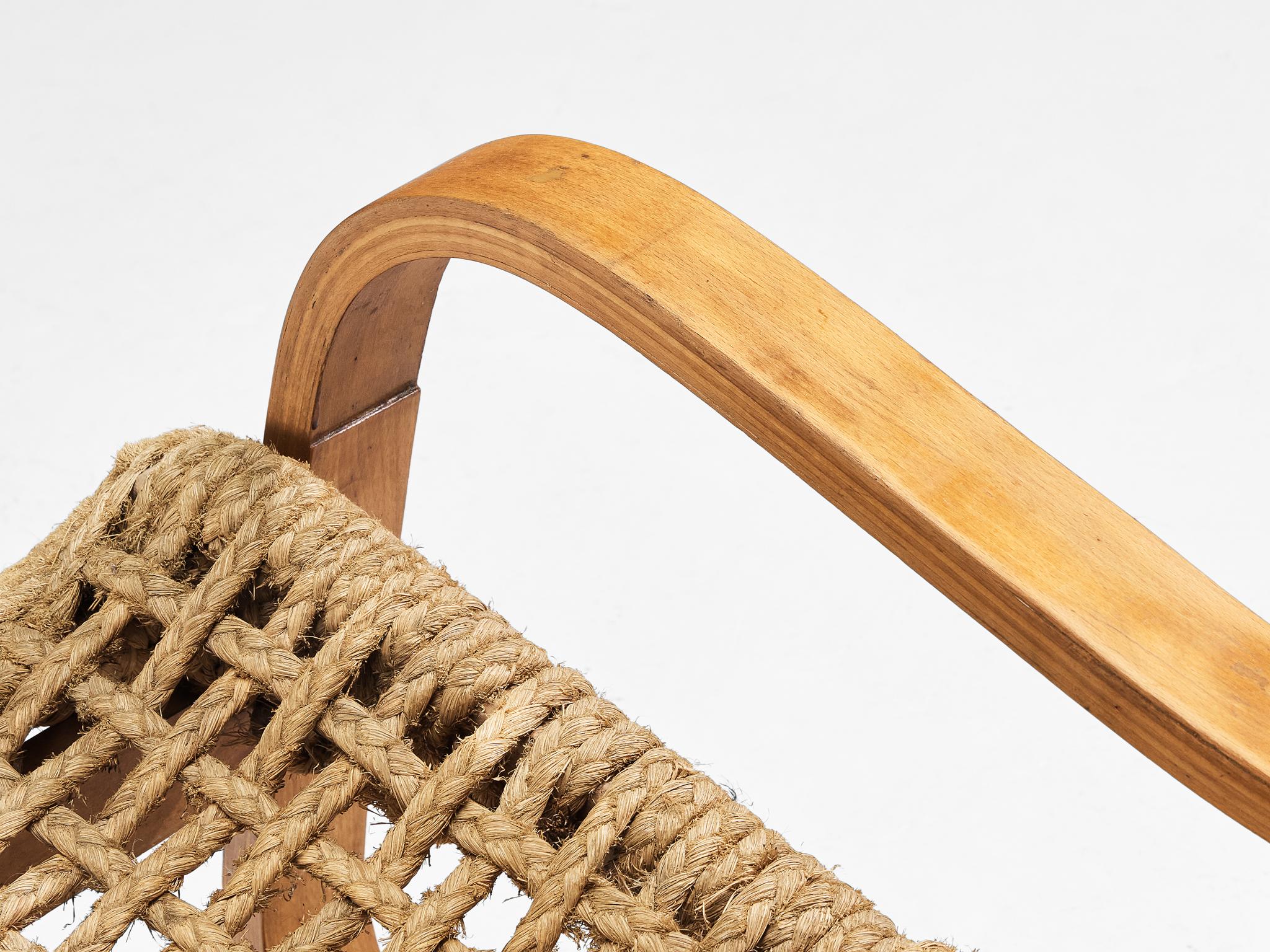 Rare 1930s Alvar Aalto for Stylclair in Plywood and Braided Straw For Sale 4