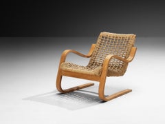 Rare 1930s Alvar Aalto for Stylclair in Plywood and Braided Straw