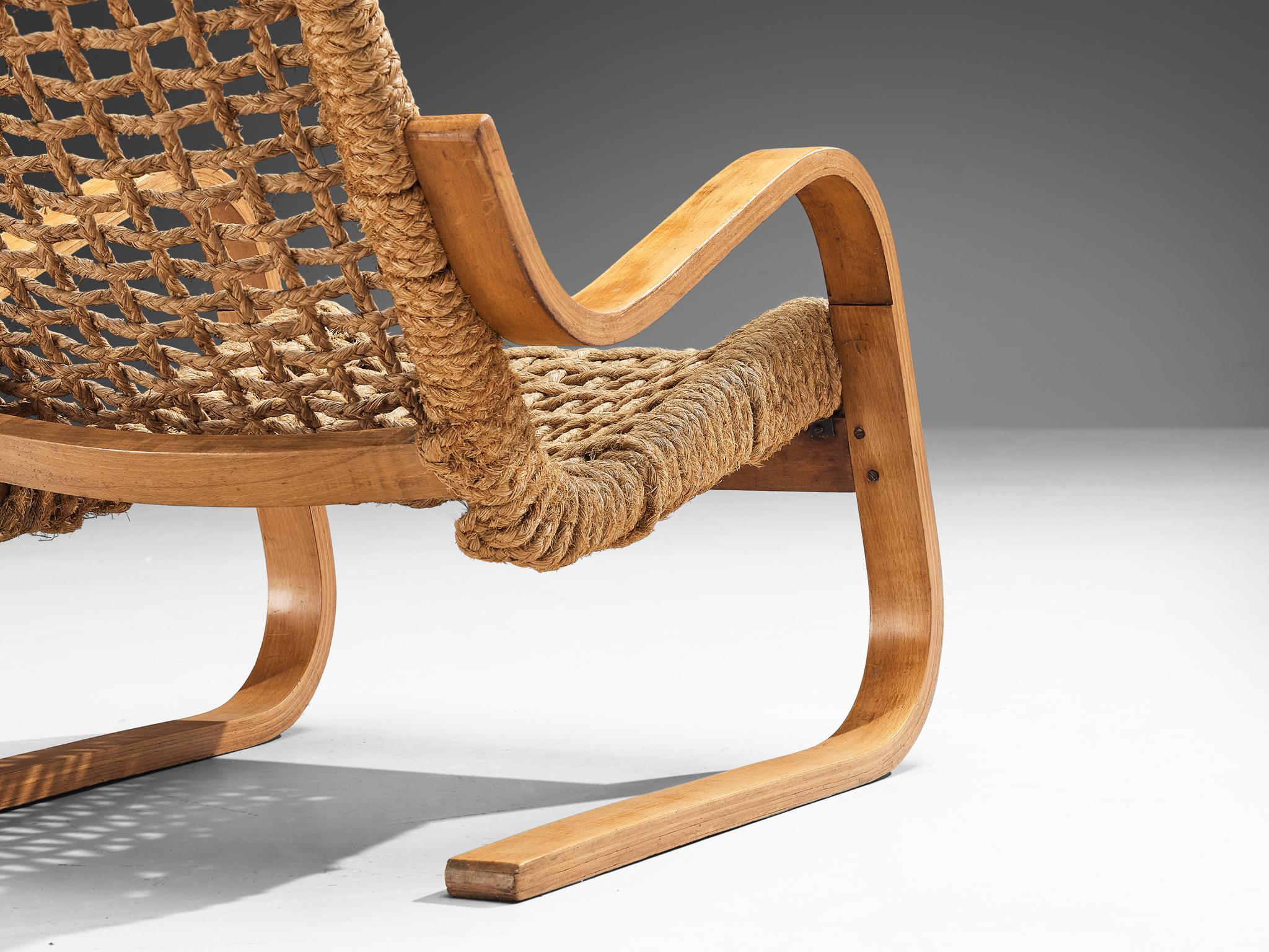 Scandinavian Modern Rare 1930s Alvar Aalto for Stylclair in Plywood and Braided Straw For Sale