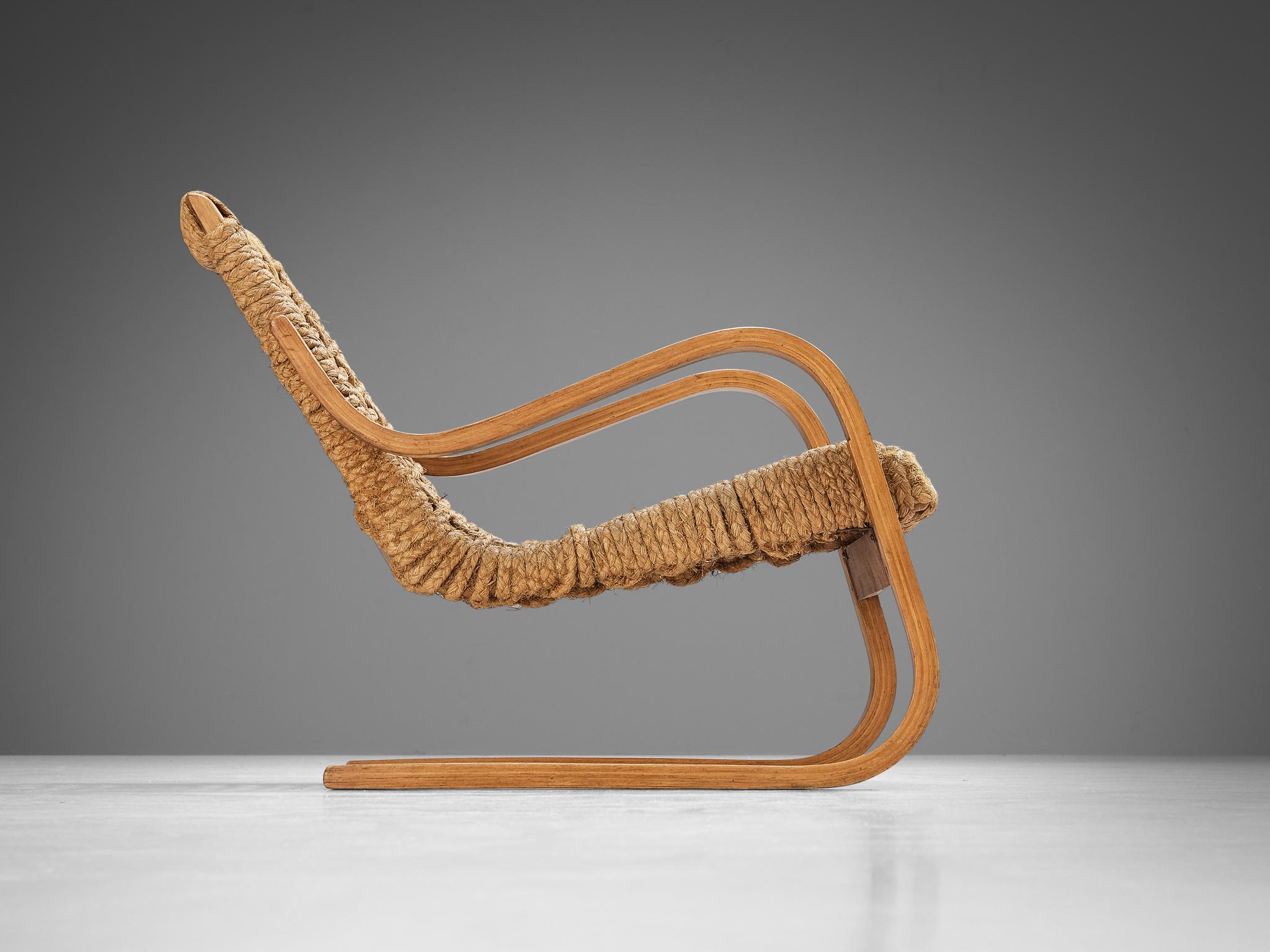 Mid-20th Century Rare 1930s Alvar Aalto for Stylclair in Plywood and Braided Straw For Sale
