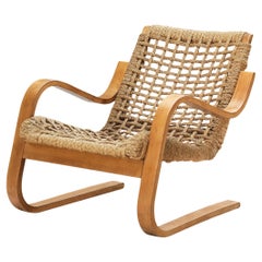 Raro esemplare degli anni '30 di Alvar Aalto per Stylclair in compensato e paglia intrecciata