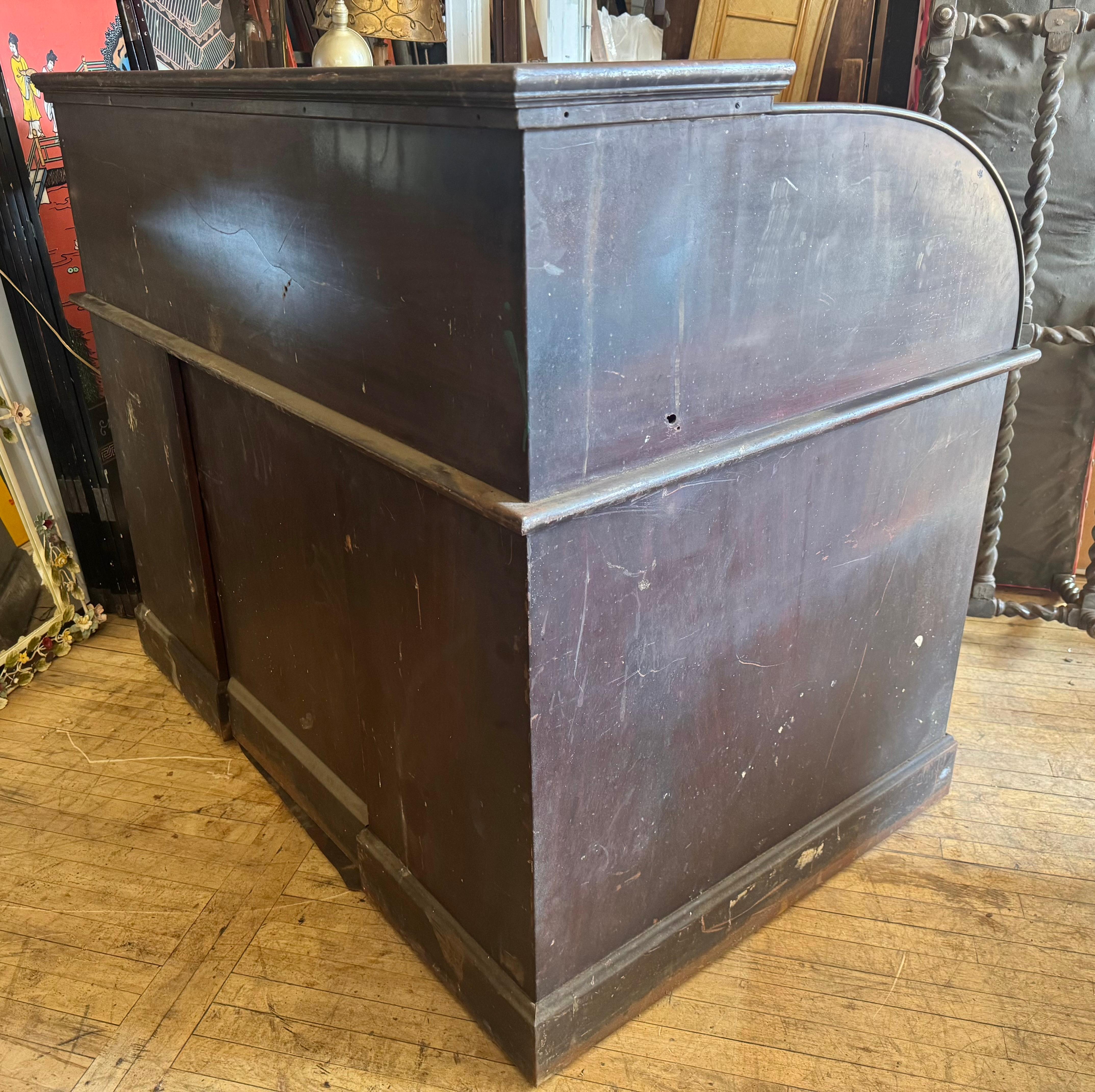 Rare 1930s Antique Industrial Steel & Brass Roll Top Desk by the Art Metal Co. For Sale 10
