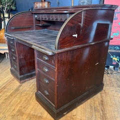 Rare 1930s Antique Industrial Steel & Brass Roll Top Desk by the Art Metal Co.