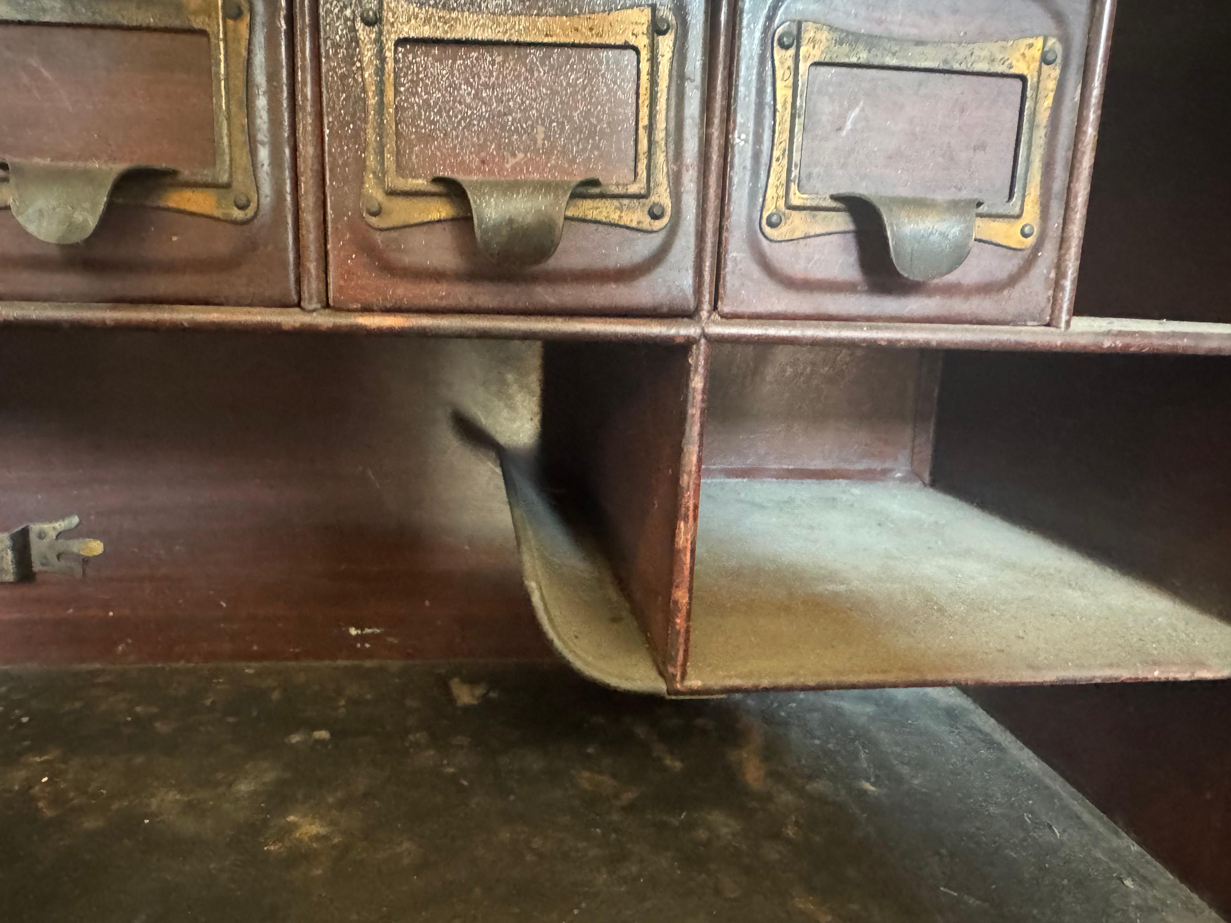Rare 1930s Antique Industrial Steel & Brass Roll Top Desk by the Art Metal Co. For Sale 1