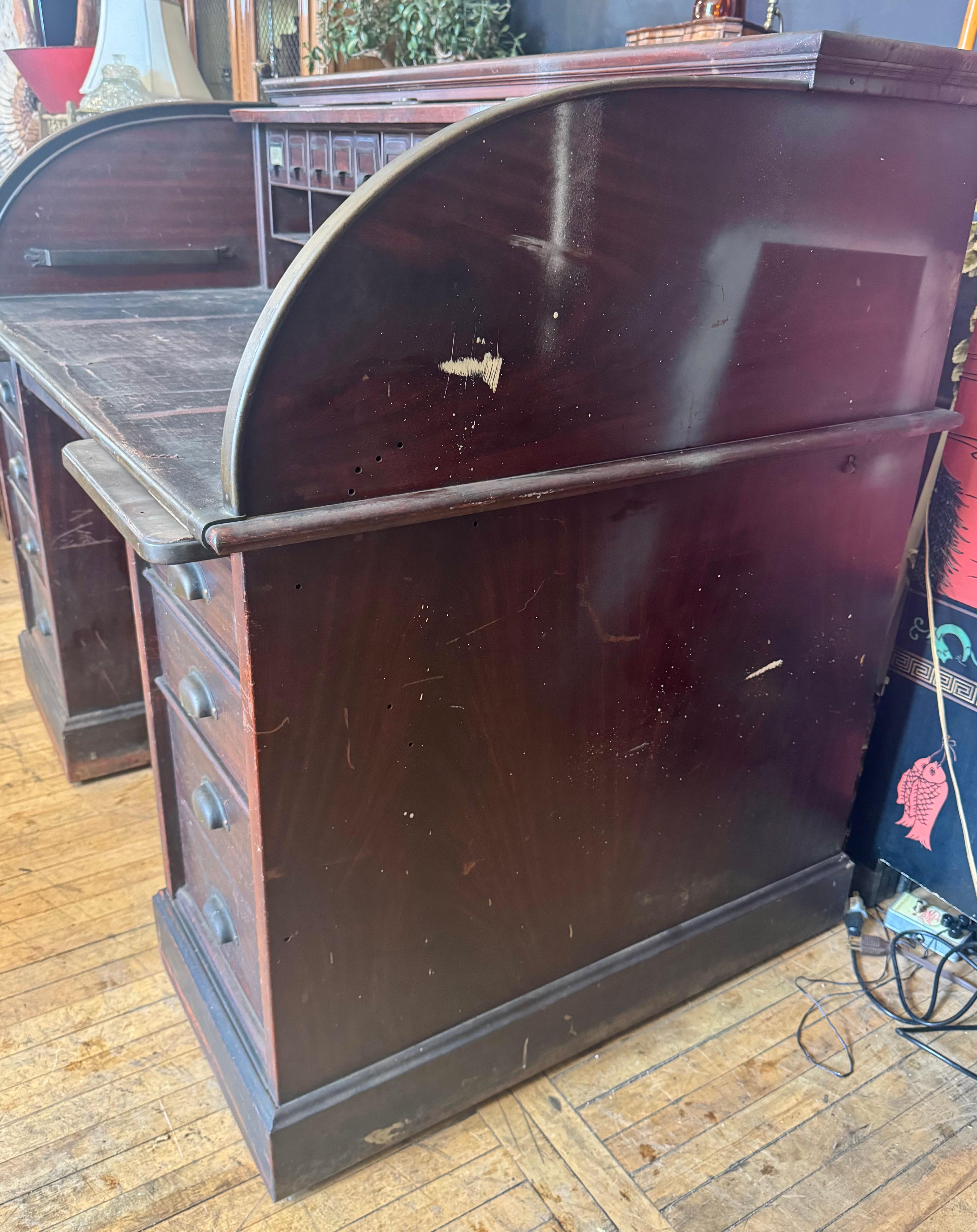 Rare 1930s Antique Industrial Steel & Brass Roll Top Desk by the Art Metal Co. For Sale 3