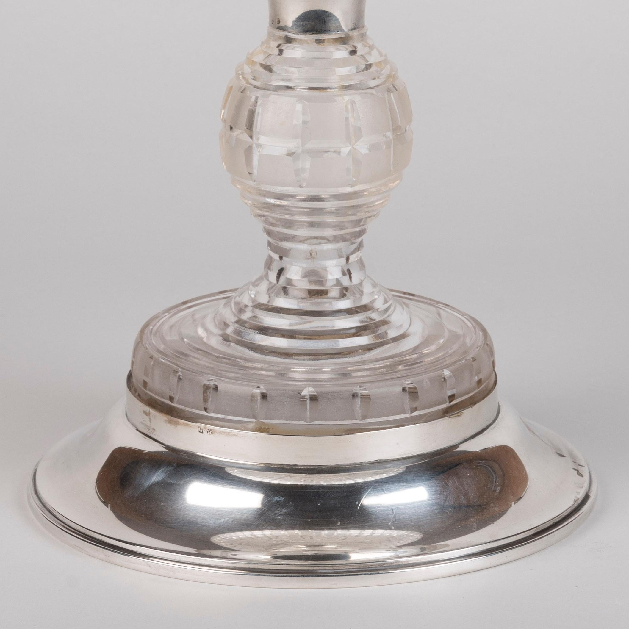 Rare service à boissons Globe en cristal et argent massif Art déco des années 1930 Bon état - En vente à London, GB