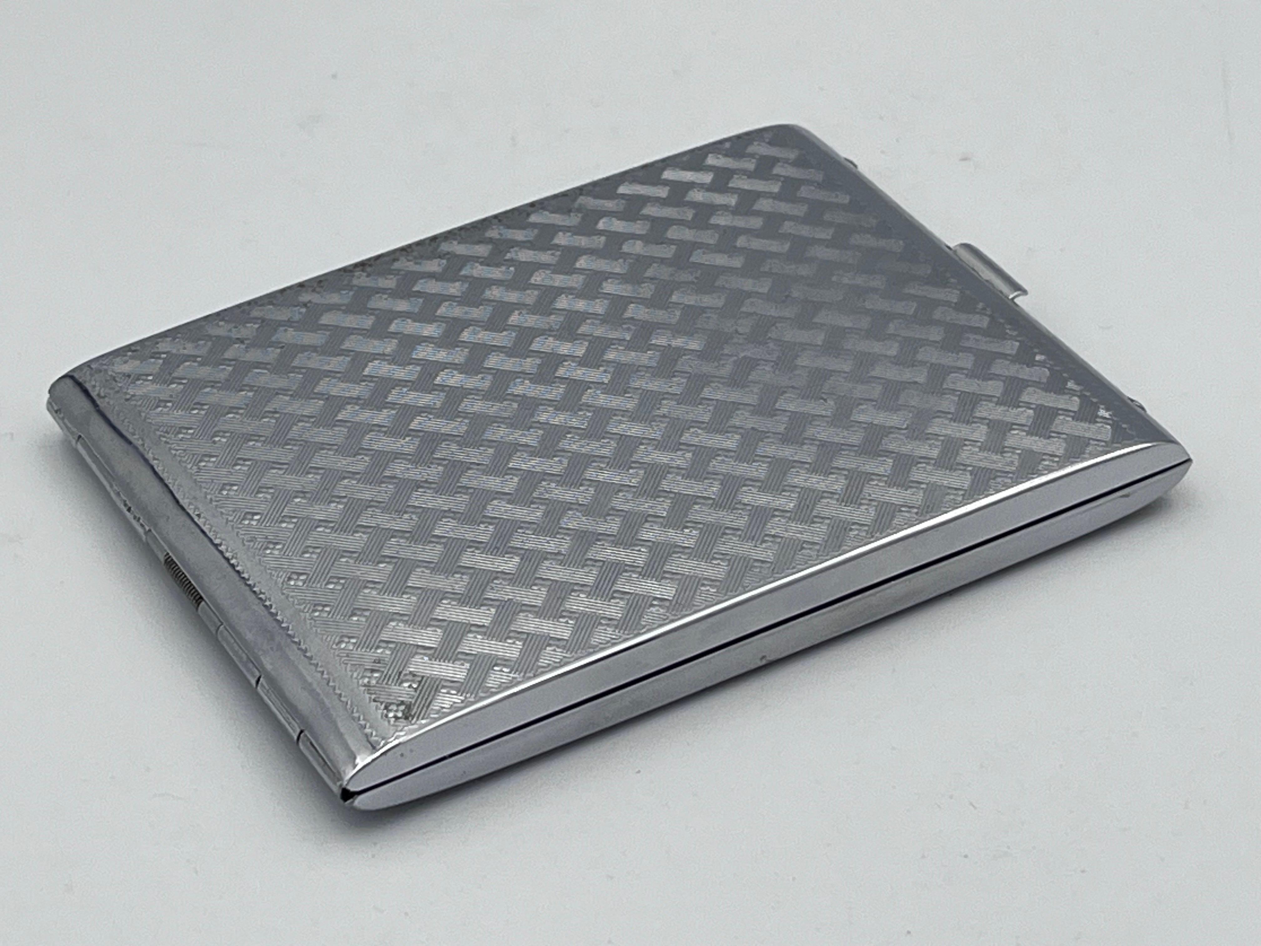 Rare 1930s Art Deco Evans Chrome & Enamel Cigarette Case and Matching Ligher Set For Sale 10